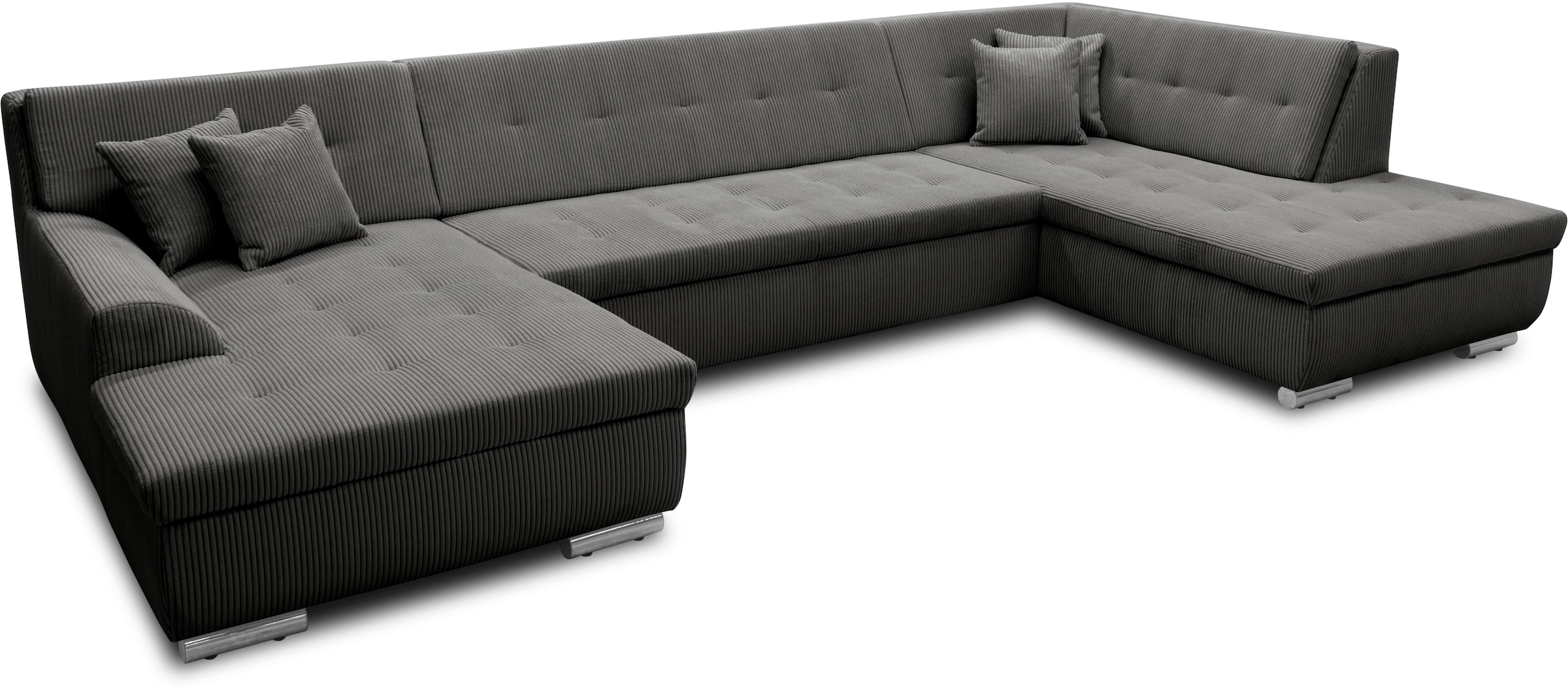 DOMO collection Wohnlandschaft »Treviso incl. Zierkissen, moderne Steppung, XXL: B/T/H: 364/201/83 cm«, wahlweise mit Bettfunktion, in vielen Bezugsarten auch in Cord U-Form