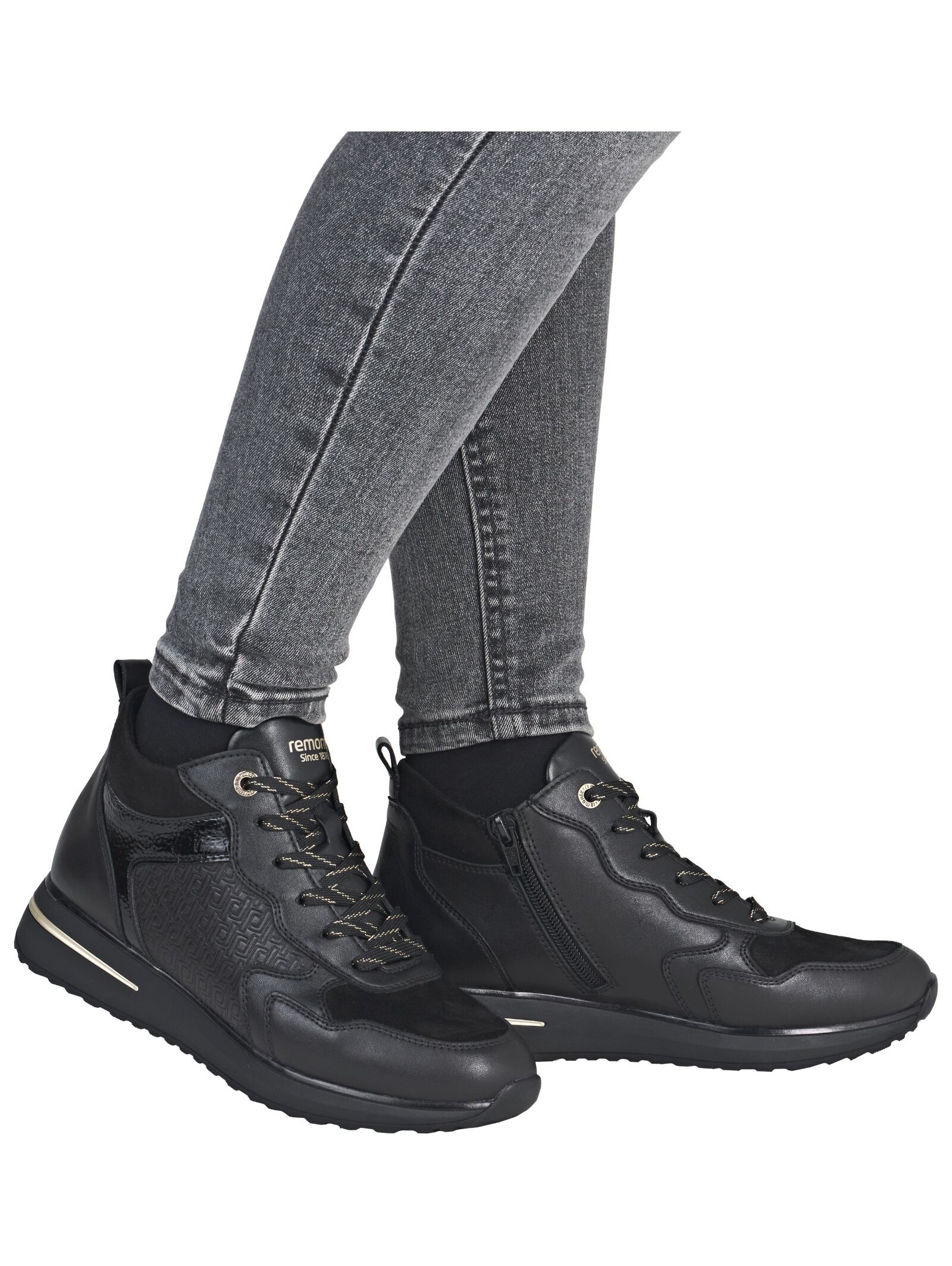 Sneaker REMONTE "Remonte Sneaker Leder", Damen, Gr. 39, schwarz (schwarz, schwarz), Leder, Schuhe Sneaker 2