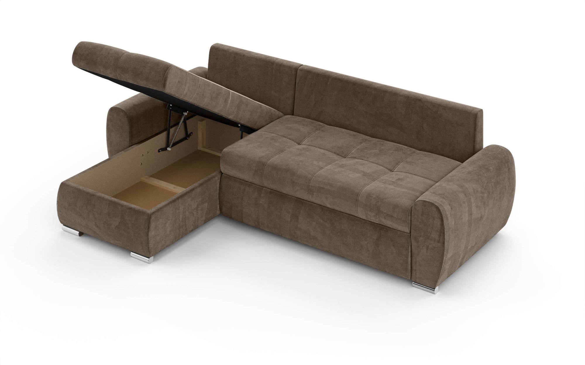INOSIGN Ecksofa »HAVERHILL Schlafsofa mit Bettkasten, Maße B/H/T: 237/89/166 cm«, L-Form mit Recamiere links oder rechts bestellbar, Wellenunterfederung