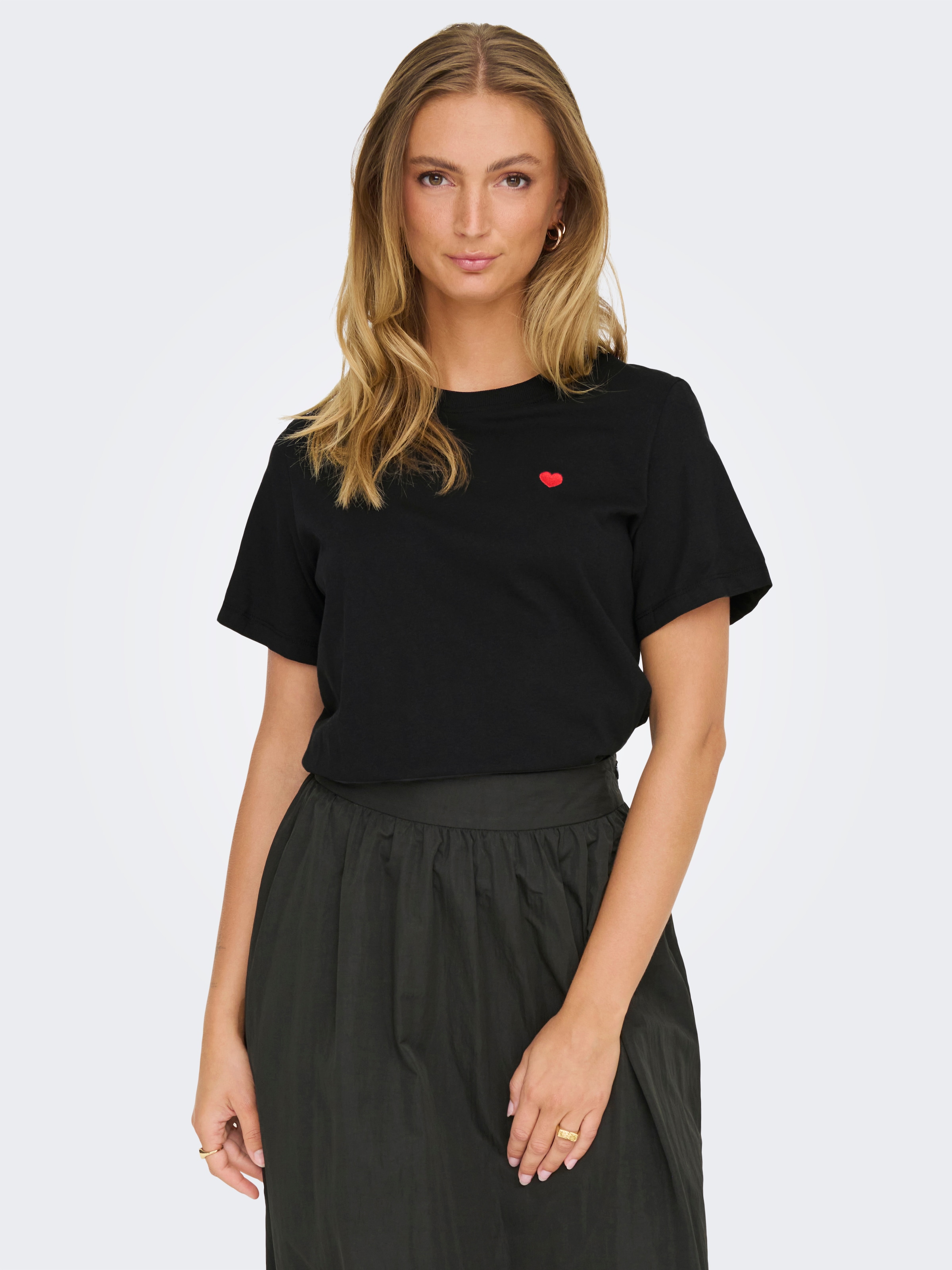 JDY Kurzarmshirt "JDYPISA S/S PRINT TOP JRS NOOS", mit Herz Stickerei günstig online kaufen