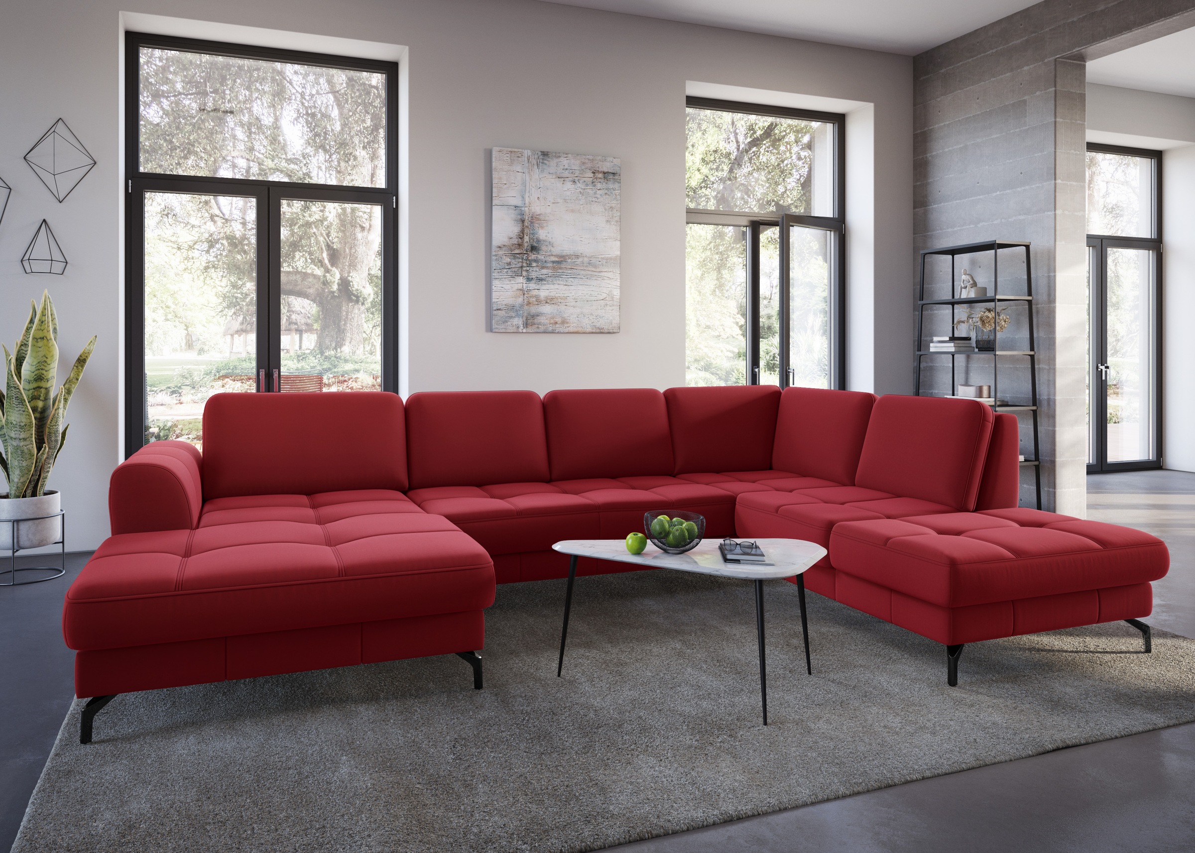 sit&more Wohnlandschaft »Bendigo U-Form«, inklusive Sitztiefenverstellung, Bodenfreiheit 12 cm, in 2 Fußfarben