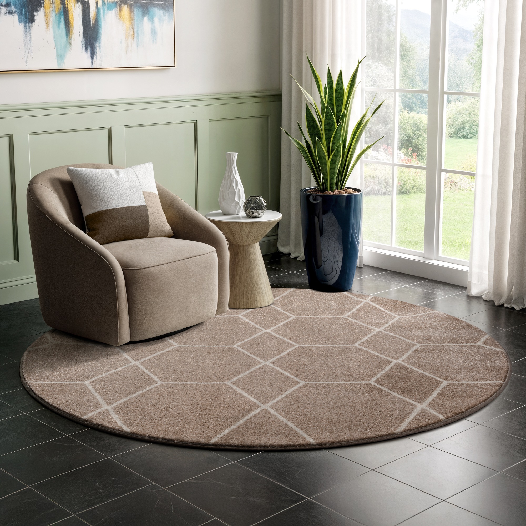 SANAT Trellis Rug Beige 200cm 2