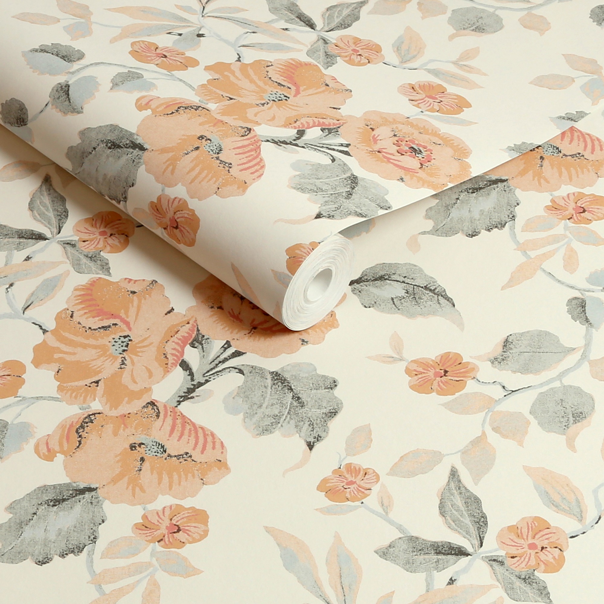 LAURA ASHLEY Vliestapete »Alyworth Trail Apricot«, geblümt, 10mx52cm (ca. 5m2)