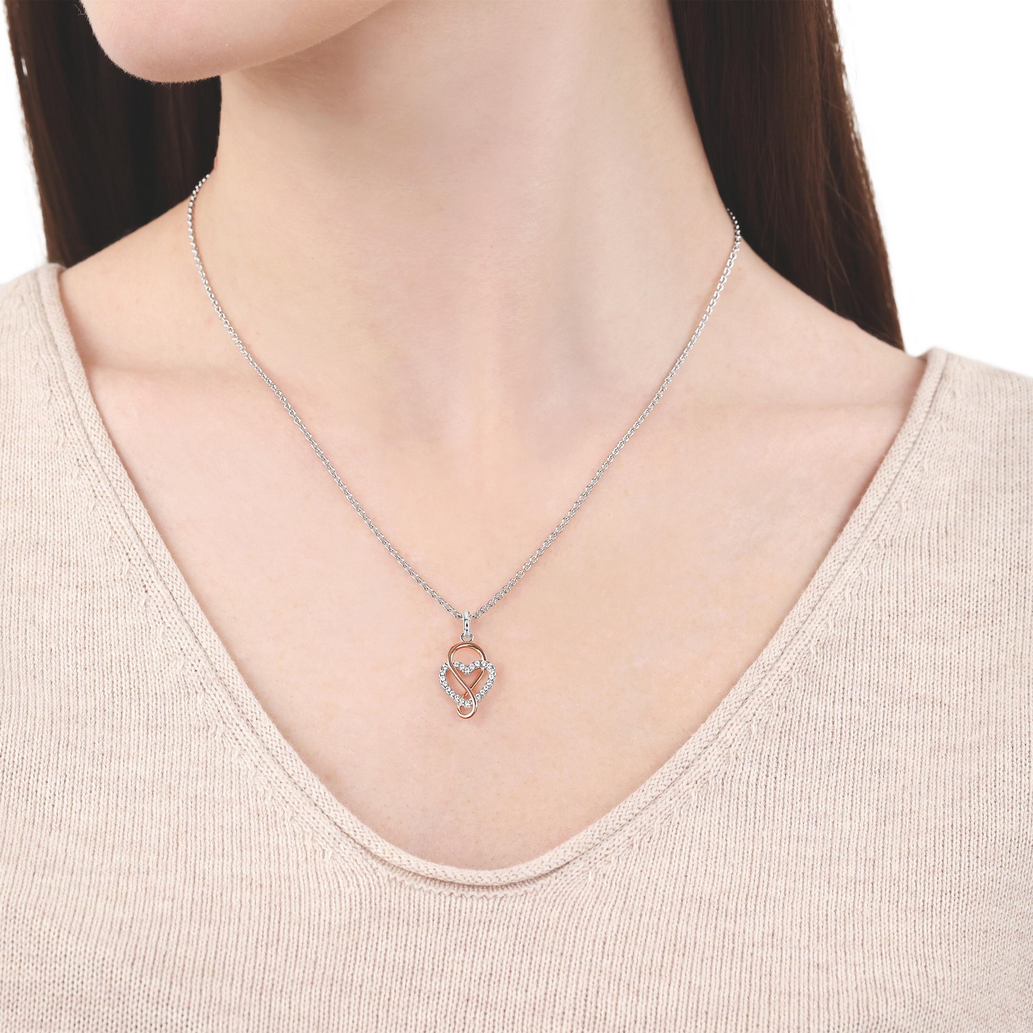 TOM TAILOR Kette mit Anhänger »Schmuck Geschenk Silber 925 Herz Infinity Unendlichkeitsschleife« mit Zirkonia (synth.)