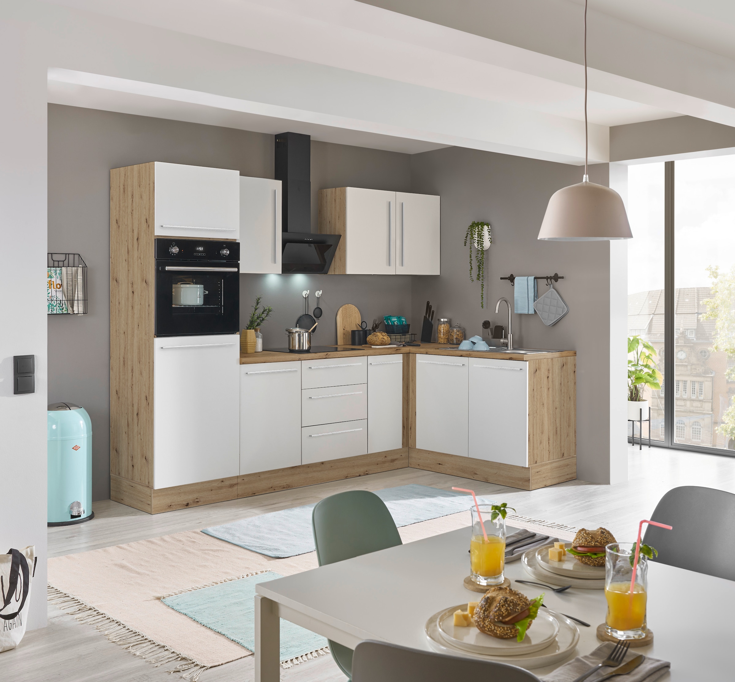 KOCHSTATION Winkelküche »Florida, Stellbreite 270x165 cm«, wahlweise mit E-Geräten, mit Softclose für Türen und Schubkästen