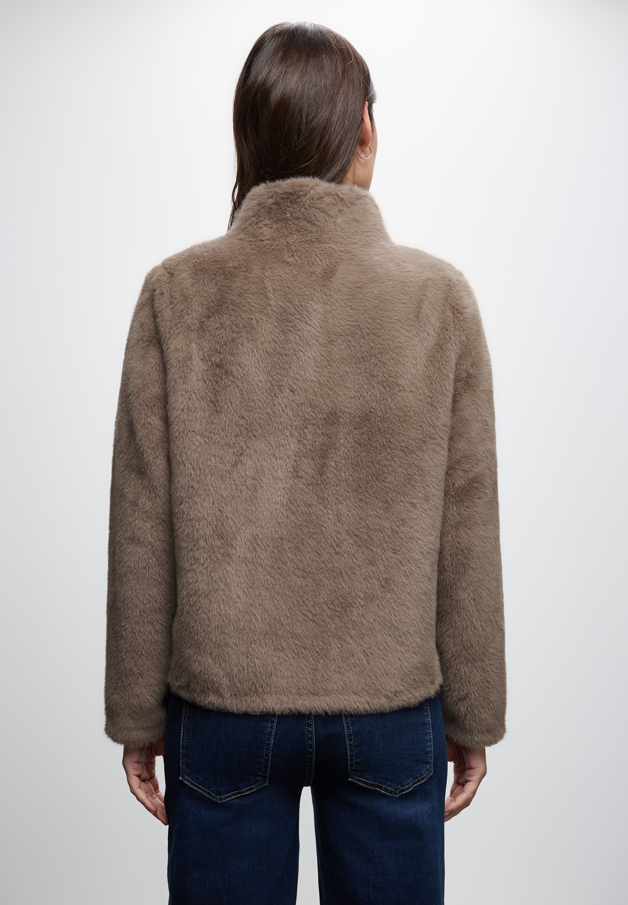 STREET ONE Fellimitatjacke, ohne Kapuze, mit Stehkragen