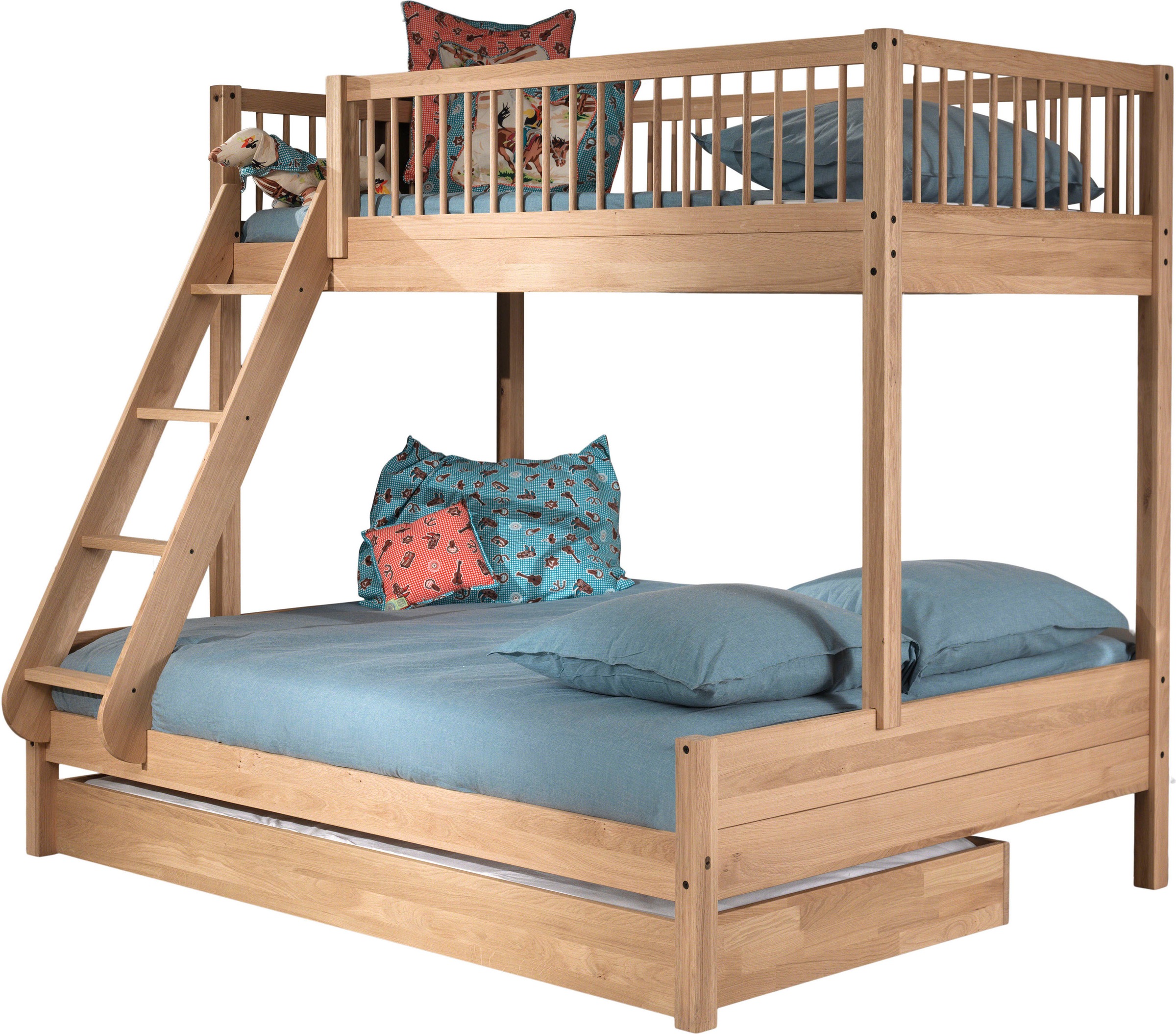 Etagenbett VIPACK, B:157,5cm H:175,4cm L:205,7cmeiche natur geölt, eiche natur geölt, eiche natur geölt, Kinderzimmer, Etagenbetten, "Forrest