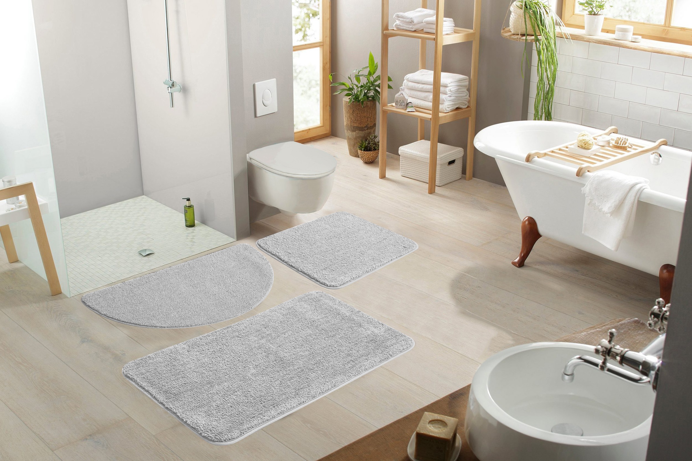 my home Badematte »Regona, Badteppich, Badvorleger, Badezimmer Teppich«, rutschhemmend beschichtet, fußbodenheizungsgeeignet-schnell trocknend-strapazierfähig, Uni Farben, besonders weich, als rechteckig und halbrund erhältlich