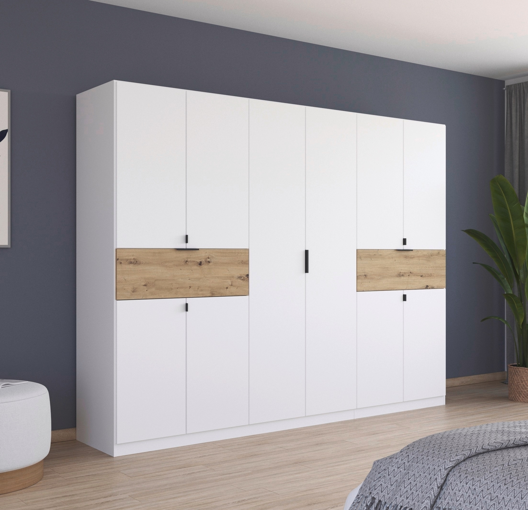 Thumbnail - rauch Drehtürenschrank "Kleiderschrank Schrank Garderobe Wäscheschrank TICAO" Schubladen in der Höhe variabel positionie...