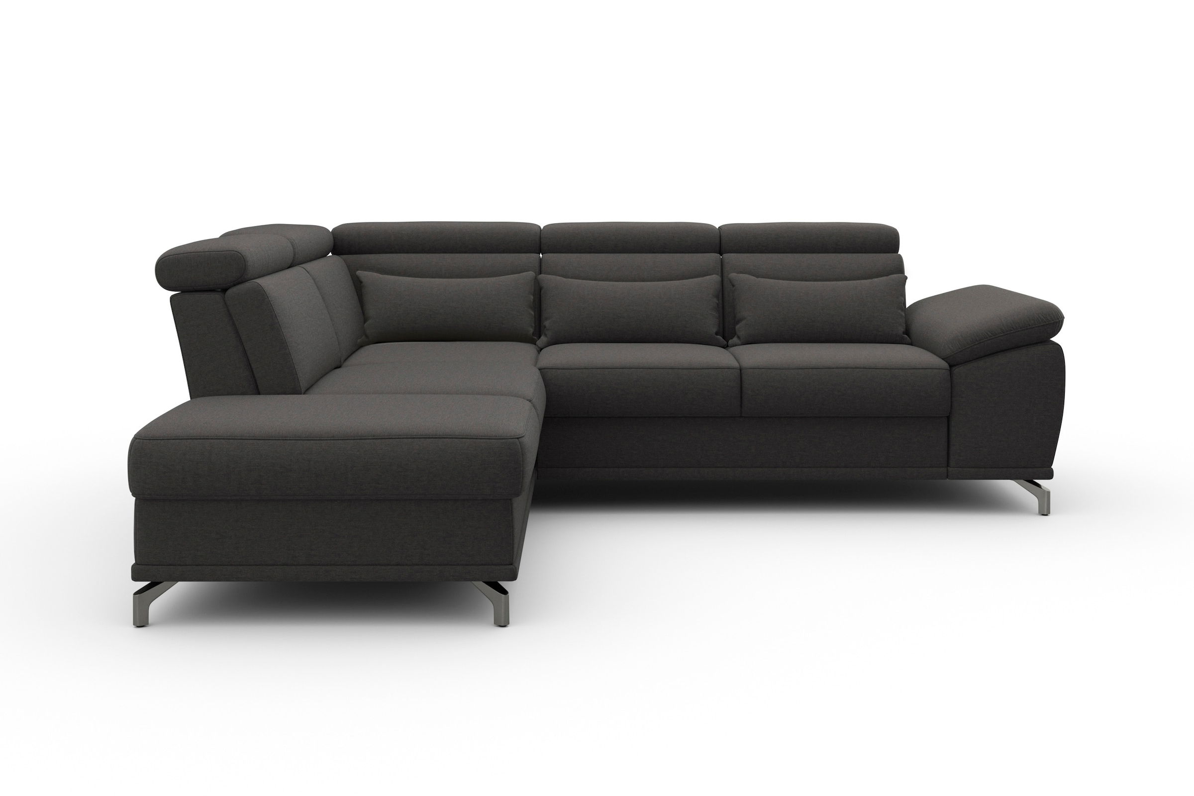 sit&more Ecksofa »Cabrio L-Form, mit Sitztiefenverstellung, Arm- und Kopfteilverstellung«, 3 Nierenkissen, Federkern, optional Bettfunktion und Stauraum