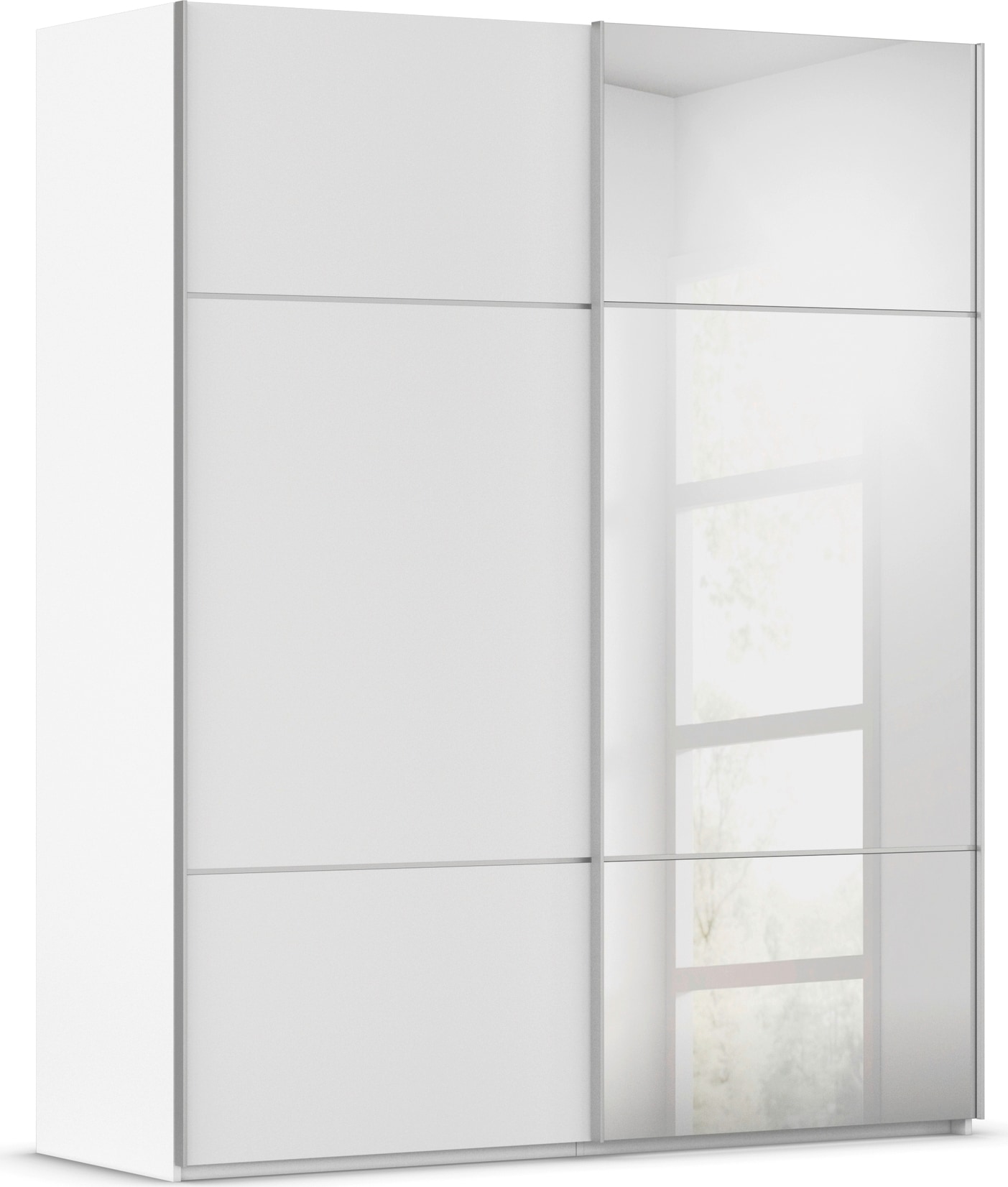 rauch Schwebetürenschrank »Kleiderschrank Schrank Garderobe Schlafzimmerschrank SCALE-TRIO« edle dreigeteilte Front mit 2 Zierleisten und Spiegel MADE IN GERMANY