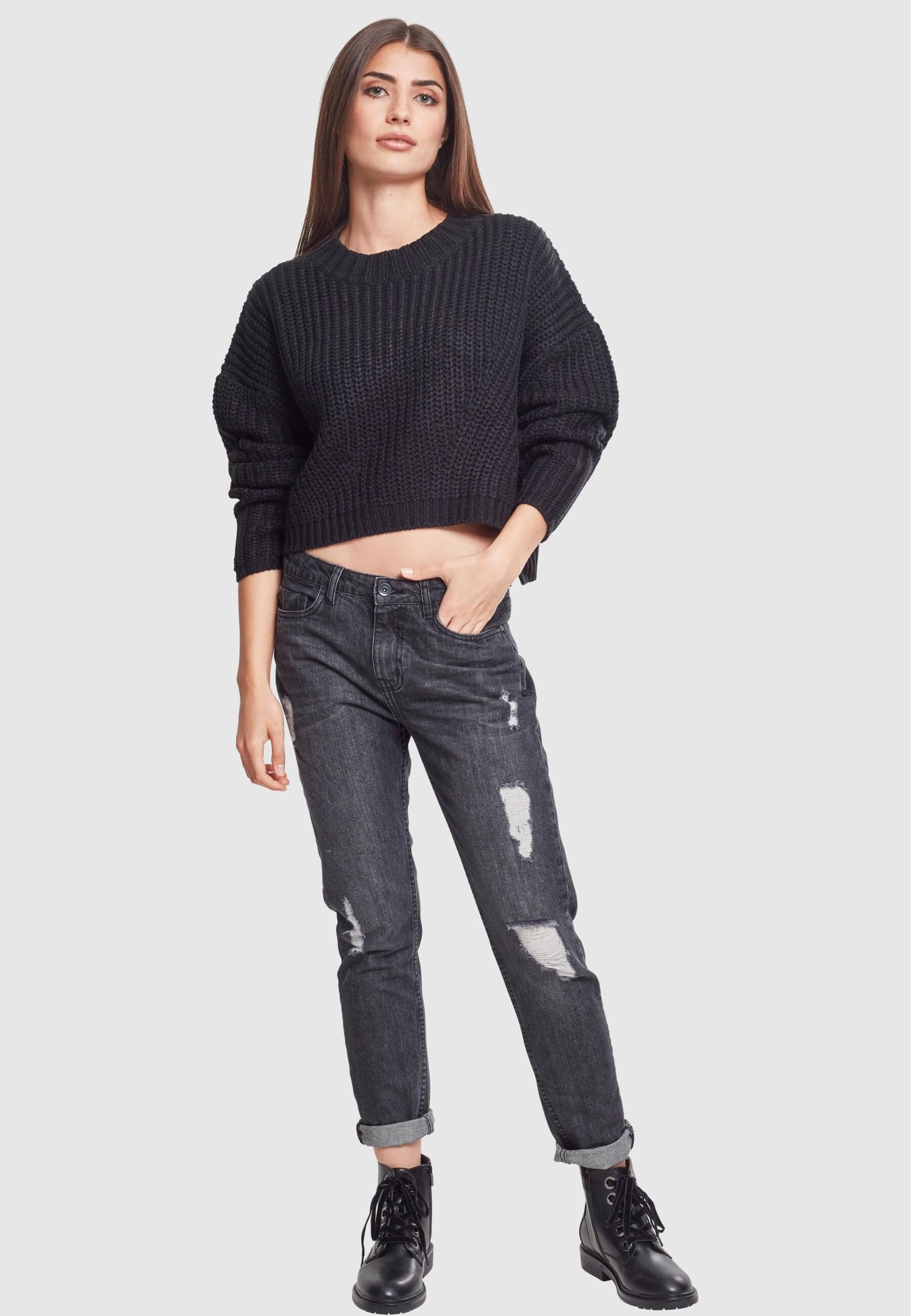 URBAN CLASSICS Rundhalspullover »Urban Classics Damen Ladies Wide Oversize Sweater«, (1 tlg.)