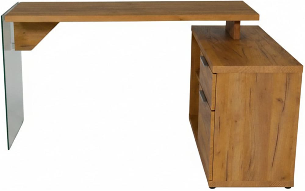 Jahnke Eckschreibtisch "LUX C 135 E" Eckschreibtisch,wechselseitig montierbar,Glas,1 Schublade & 2 Fächer