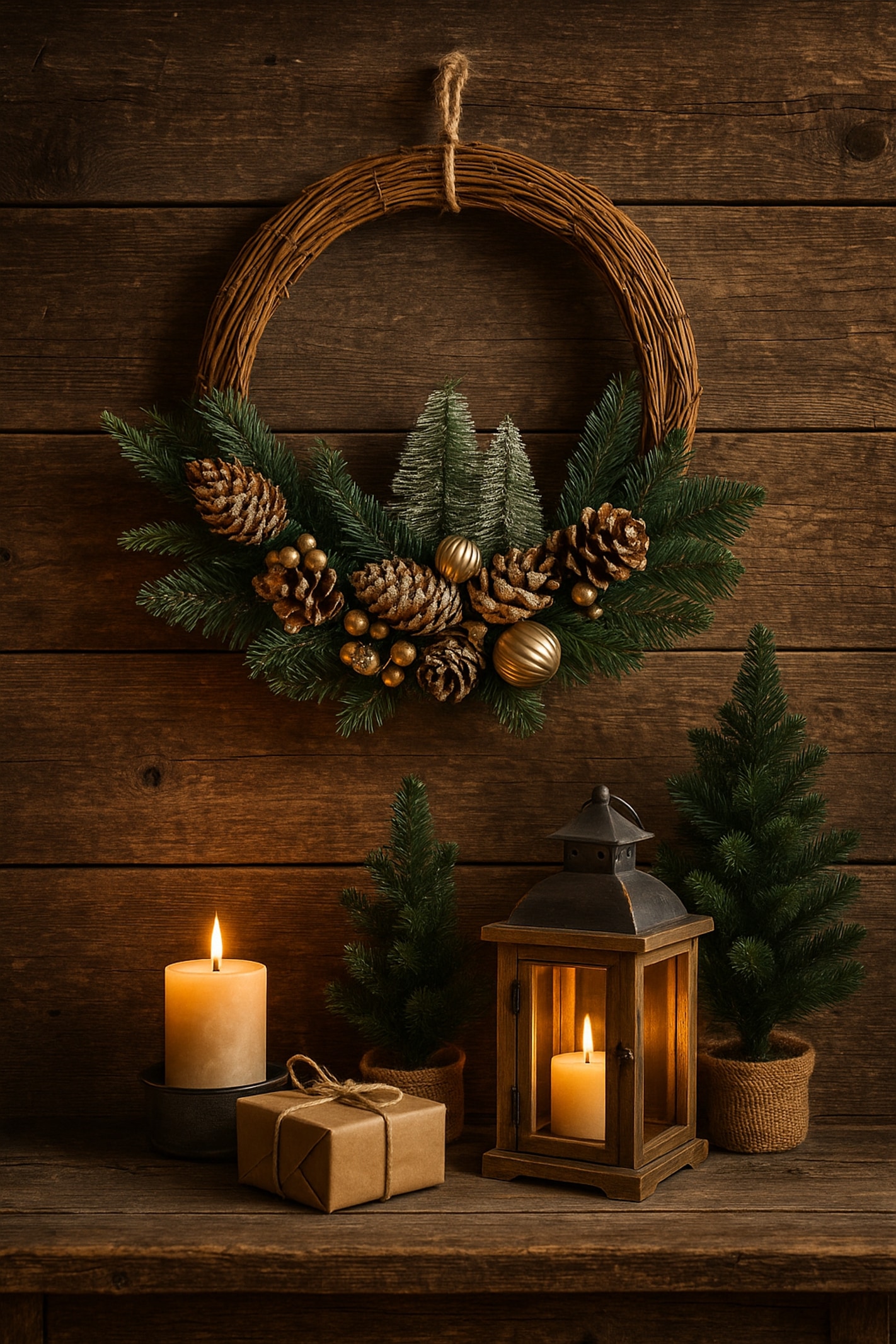 I.GE.A. Kunstkranz »Weihnachtskranz dekoriert« mit Christbaumkugeln Zapfen Zweige Beeren Adventskranz Weihnachtsdeko