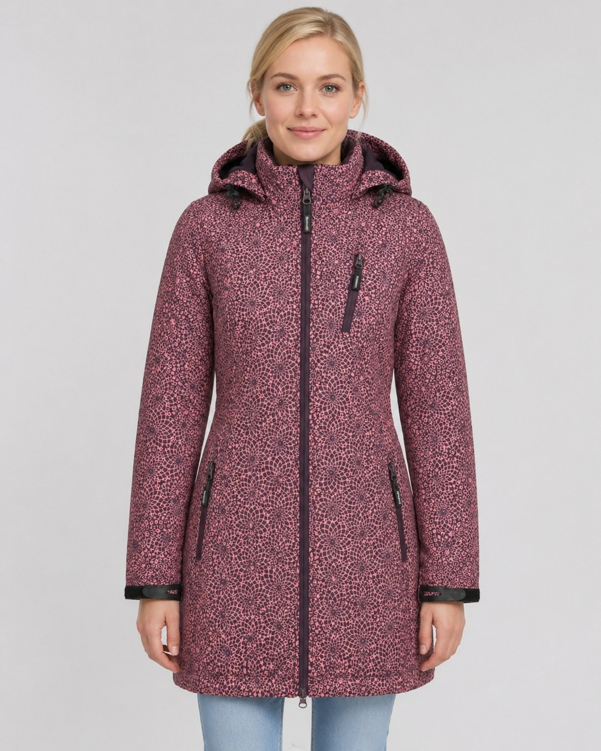 DEPROC Active Softshelljacke "SHELBY LONG" mit Kapuze leichter Softshell Kurzmantel mit abnehmbarer Kapuze