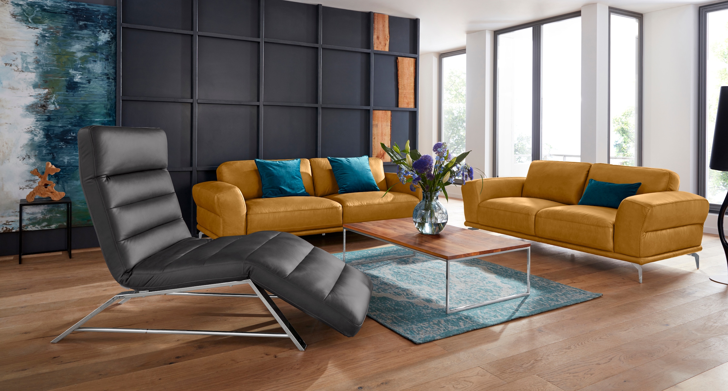 W.SCHILLIG 2,5-Sitzer »montanaa«, mit Metallfüßen in Chrom glänzend, Breite 232 cm