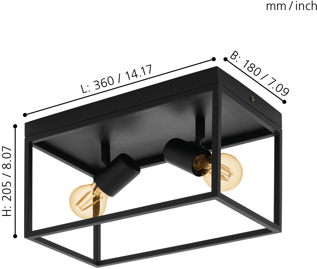 EGLO Deckenleuchte »SILENTINA«, 2 flammig-flammig, Deckenleuchte, Industrial, Wohnzimmerlampe, Küchenlampe, Flurlampe