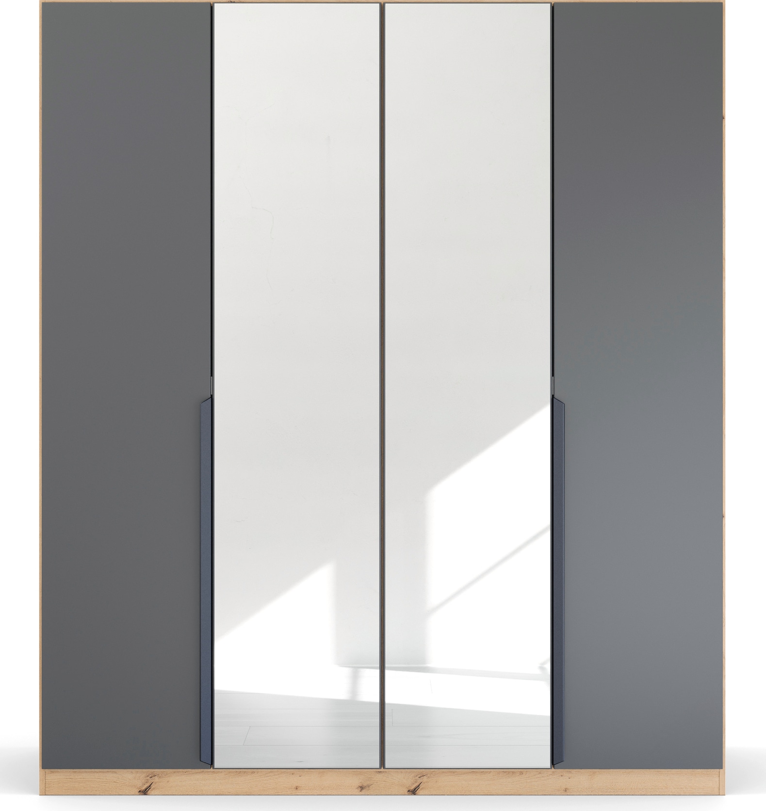 rauch Drehtürenschrank »Dark&Wood by Quadra Spin«, im Industrial Style mit Metallgriffstangen, mit Spiegel