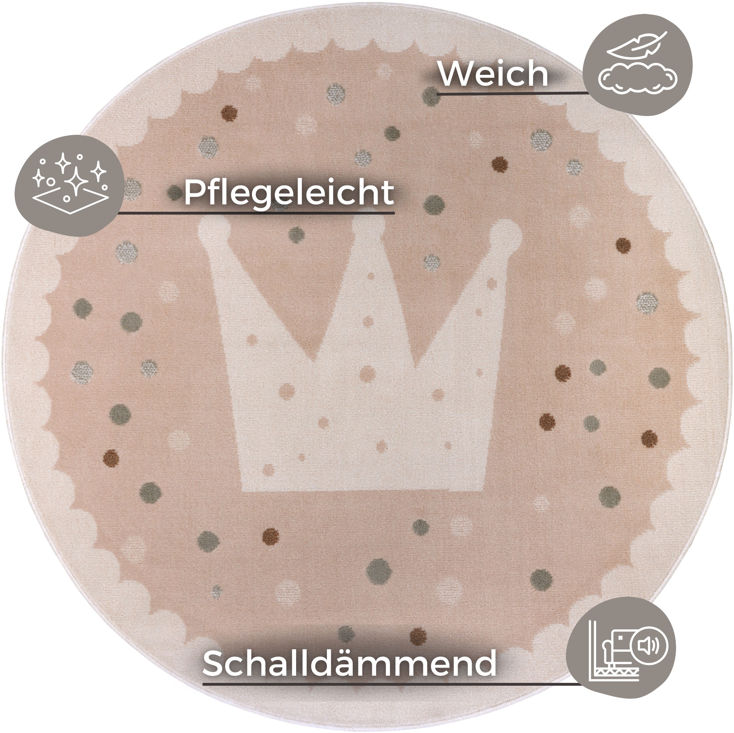 HANSE Home Kinderteppich »Adventures Crown«, rund, 8 mm Höhe, Spielteppich, fest, Kinderzimmer, Kurzflor, Spielunterlage