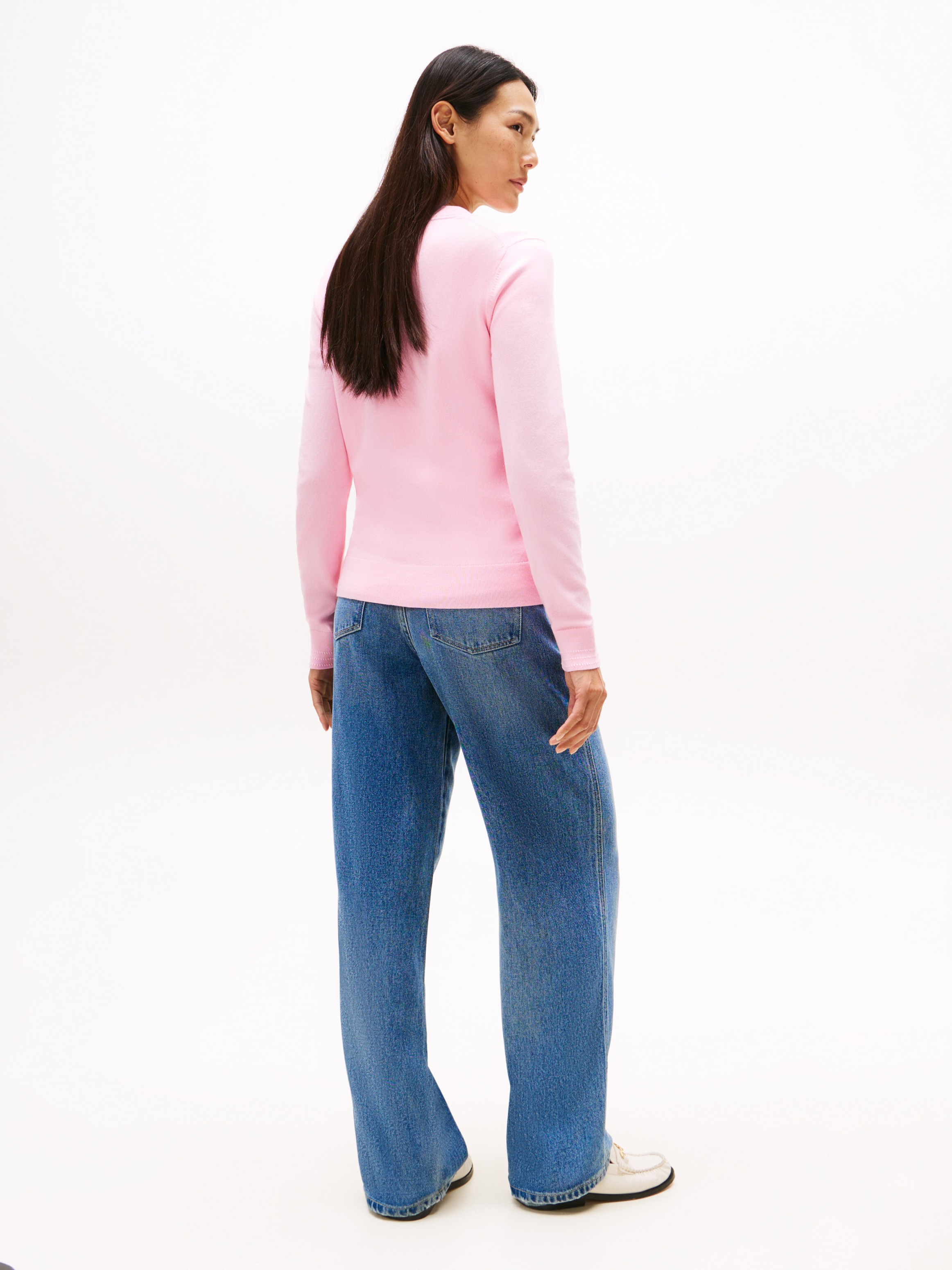 Tommy Hilfiger Rundhalspullover »CO JERSEY STITCH LS C-NK SWT«, mit Logostickerei