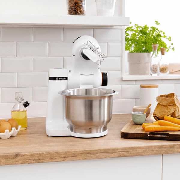 BOSCH Küchenmaschine »MUMS2EW00 MUM Serie 2«, vielseitig einsetzbar, Patisserieset Edelstahl, weiß