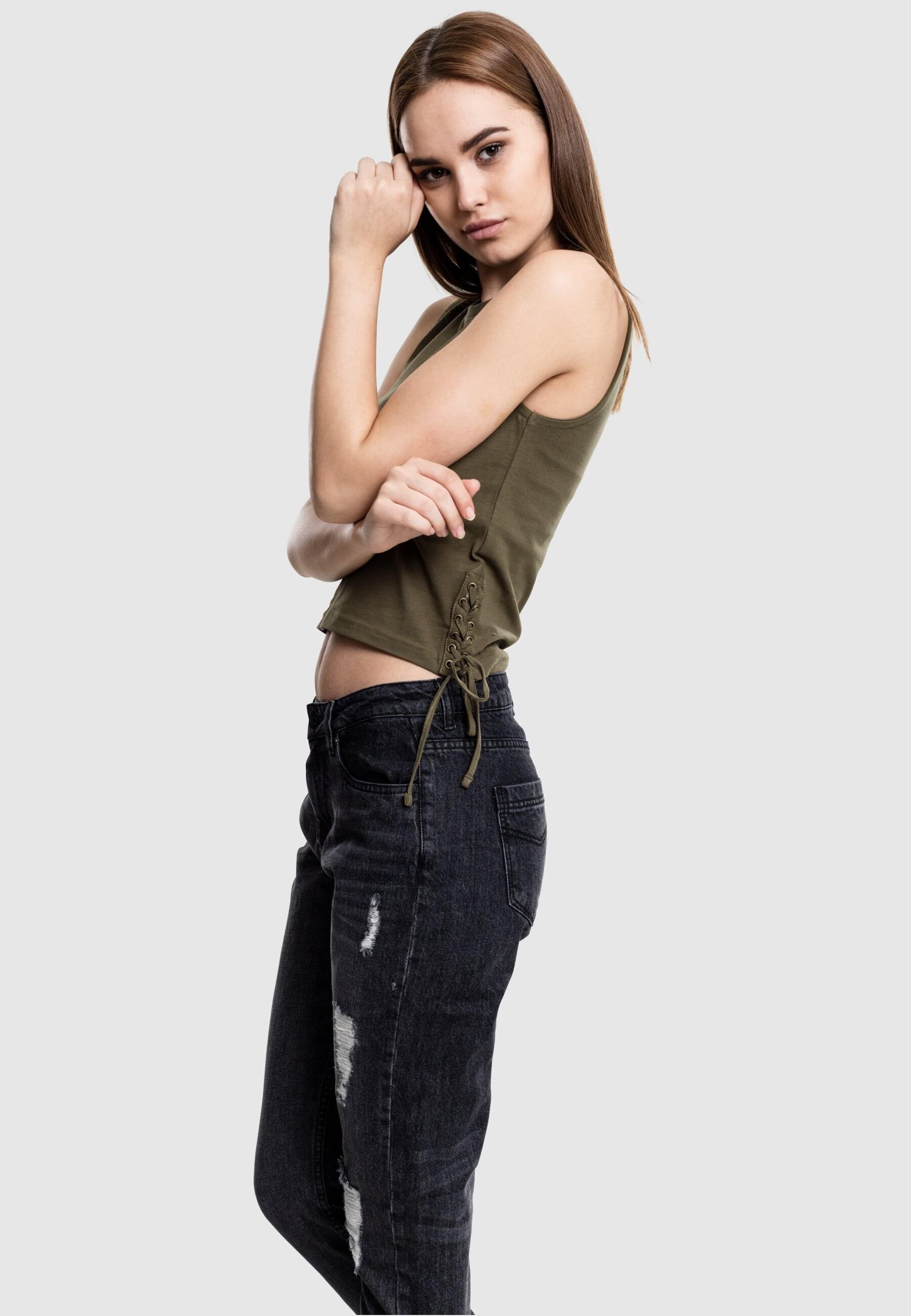 URBAN CLASSICS Muskelshirt »Urban Classics Damen Ladies Lace Up Cropped Top«, (1 tlg.)