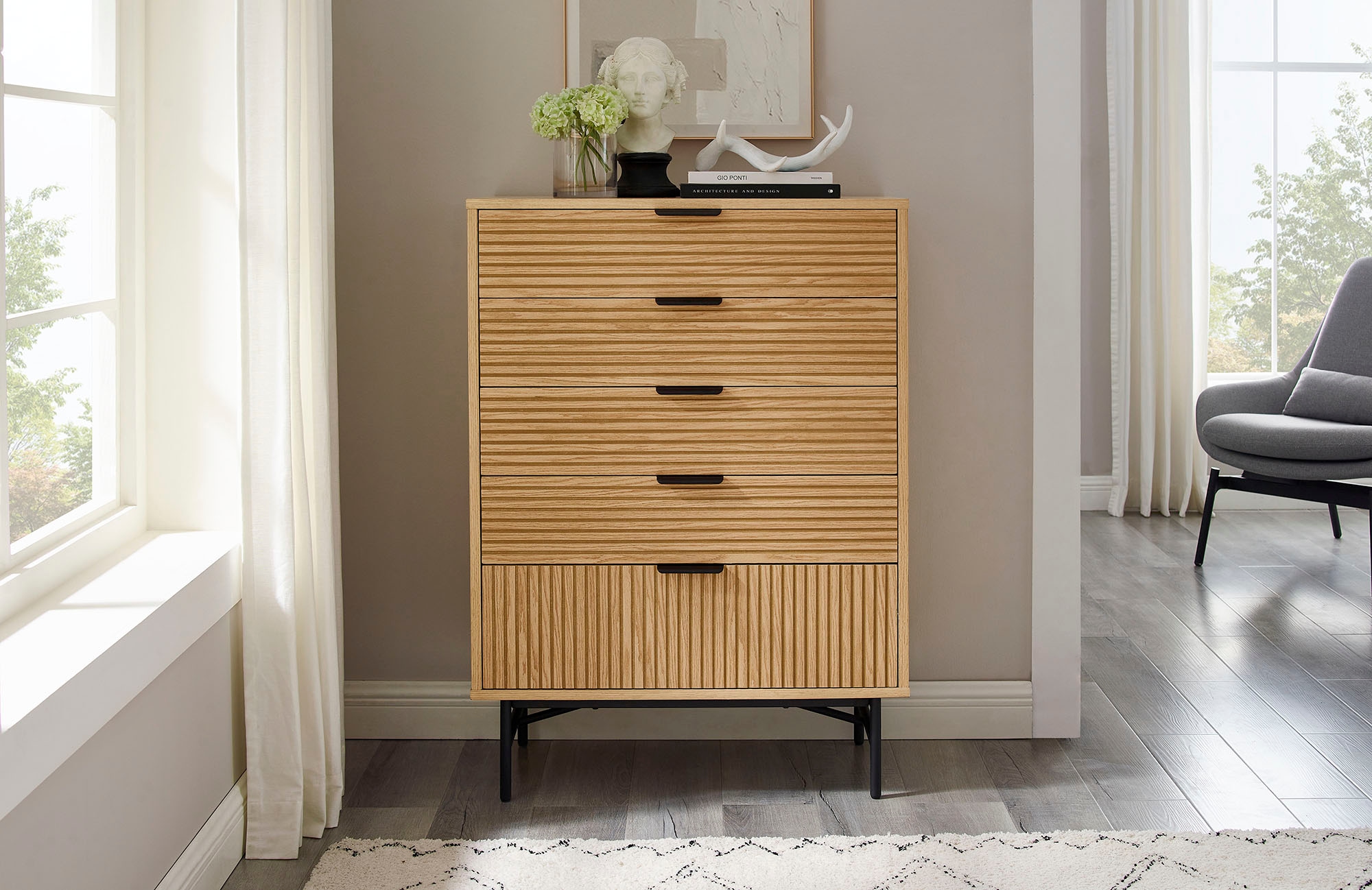 SalesFever Kommode "Visby Designer Sideboard mit Stil", Eiche Echtholzfurni günstig online kaufen