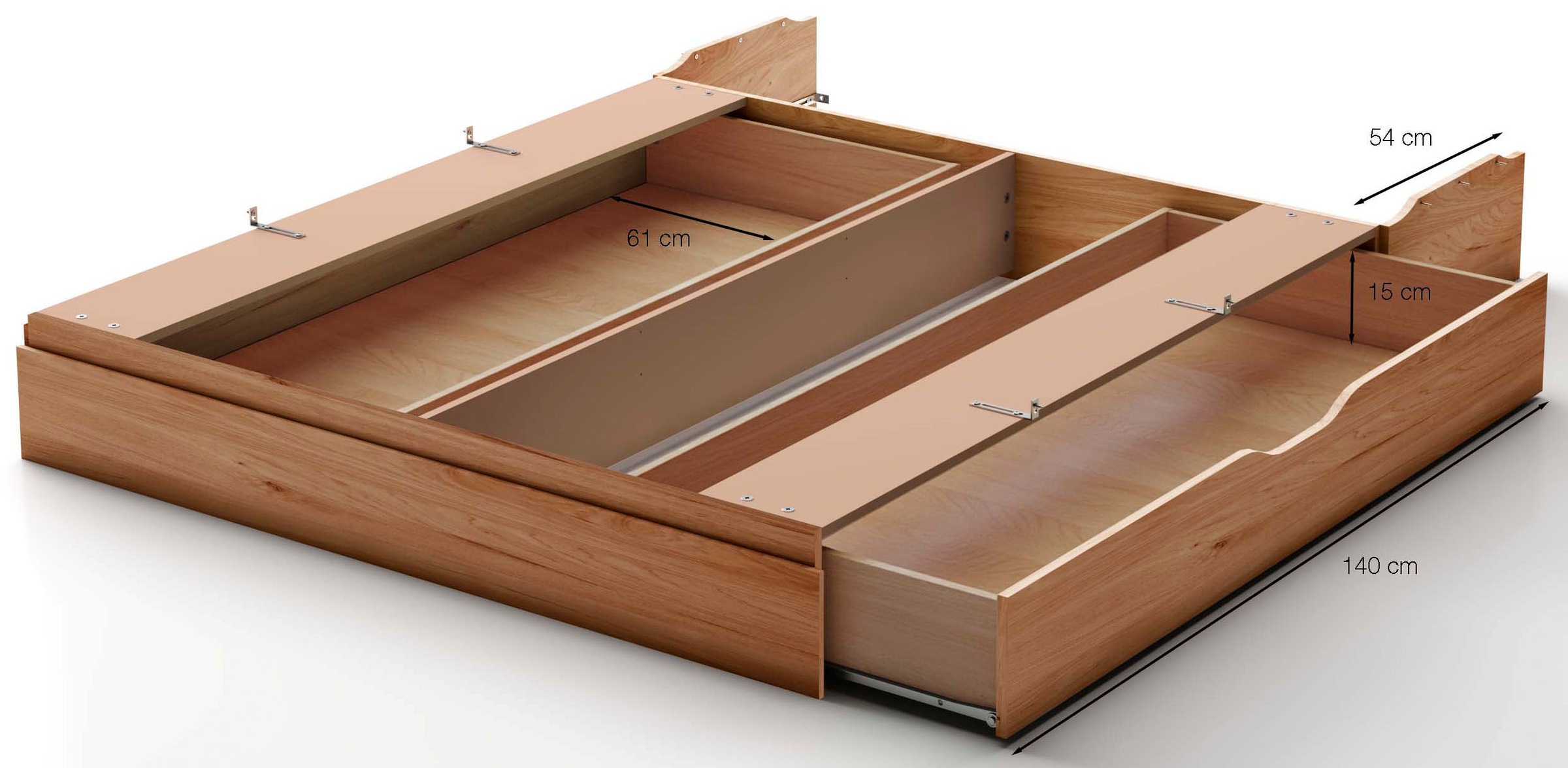 WIEMANN Schubkasten »Lausanne, Bettschubkasten, Bettkasten, Schublade« 140 x 15 x 61 cm (B/H/T), MADE IN GERMANY,  Erle Nachbildung, maximale Belastung 20 Kg