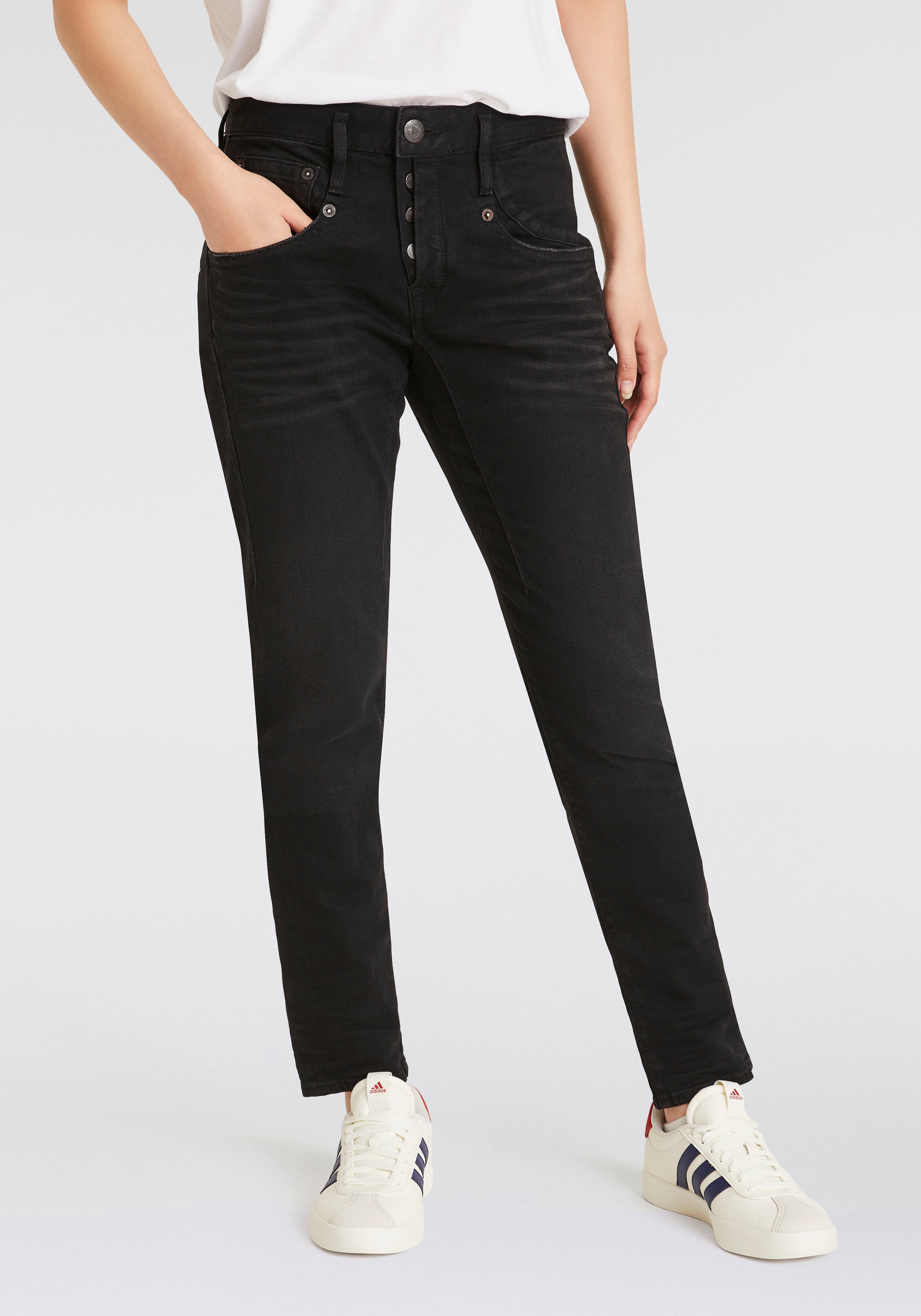 Herrlicher Boyfriend-Jeans »Shyra Long Recycled Denim Black Stretch«