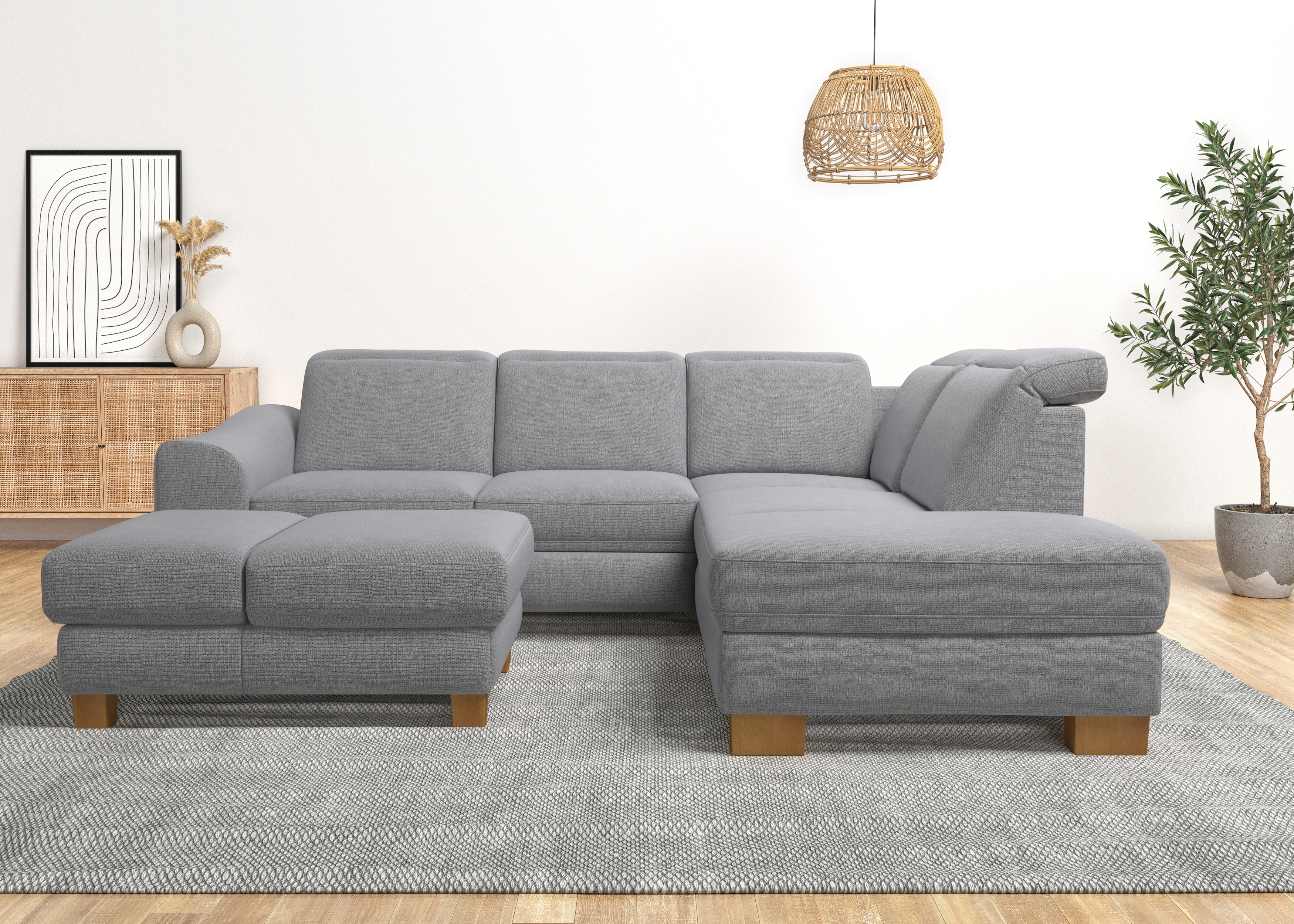 Home affaire Ecksofa "Dundee L-Form" wahlweise mit Kopfteilverstellung und zusätzlich mit Schlaffunktion