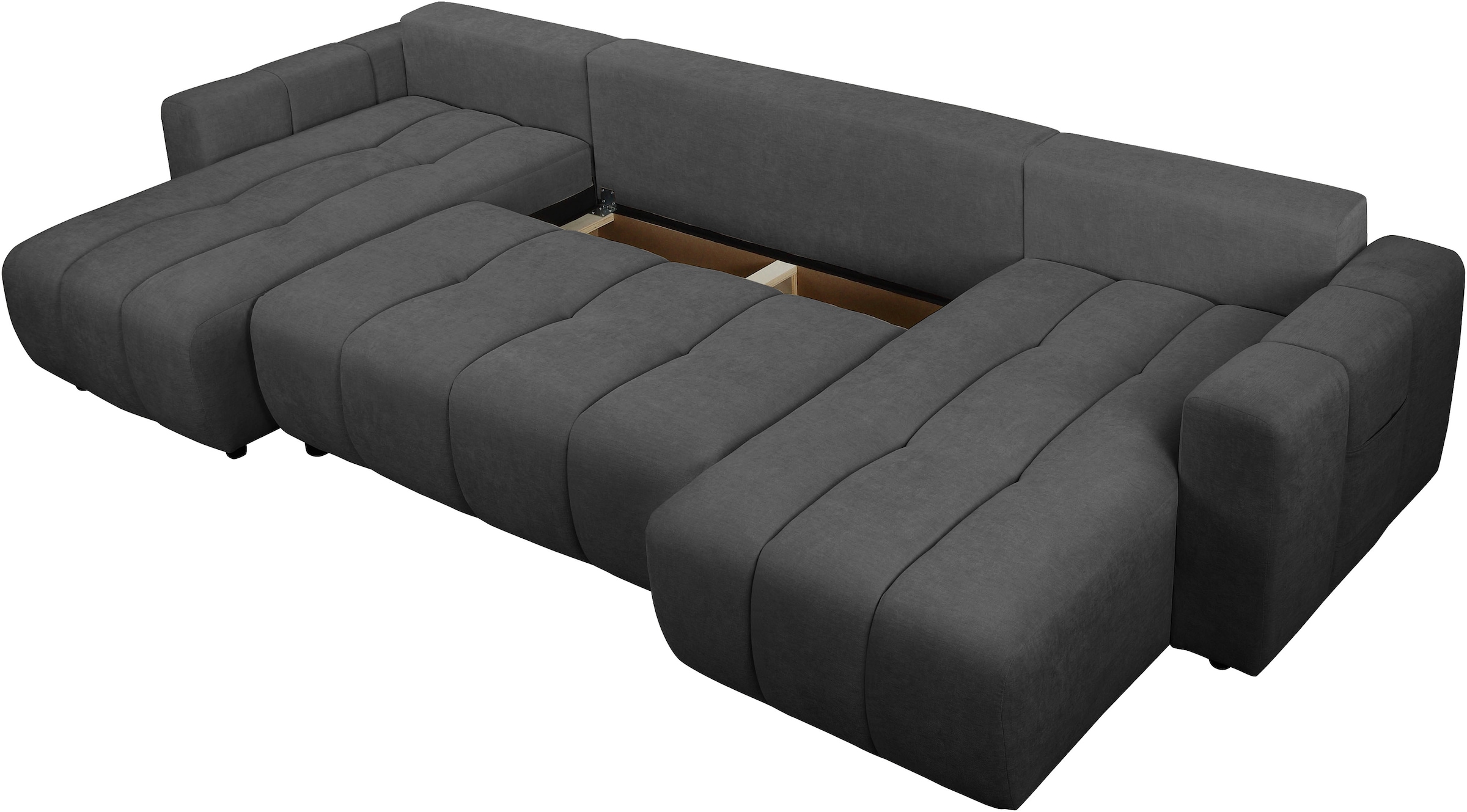 OTTO home Wohnlandschaft »YLVAA U-Form, 311 cm - Schlafsofa« Schlaffunktion (132/269), Boxspring, Bettkasten, Feinstruktur-Bezug