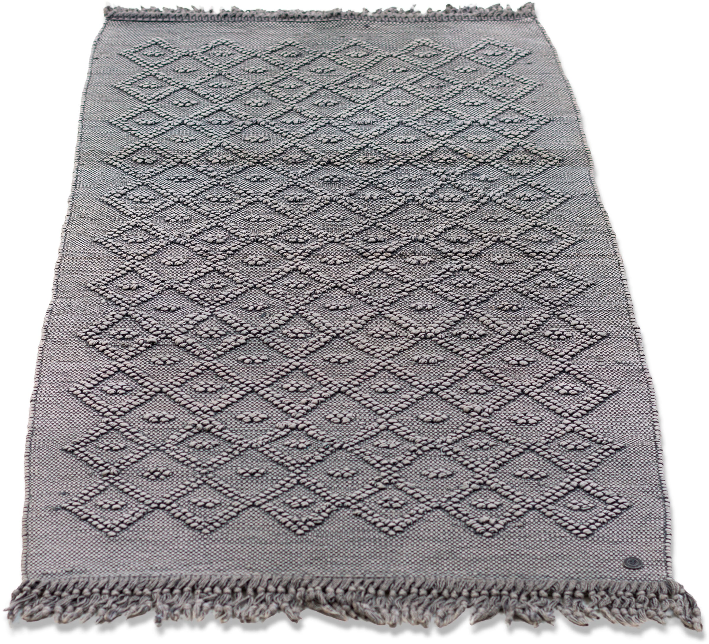 TOM TAILOR HOME Badematte "Vintage Wash, Badvorleger, Badezimmer Teppich" Höhe 6 mm fußbodenheizungsgeeignet Badteppich, Uni Farben, Rauten Muster, mit Fransen, reine Baumwolle