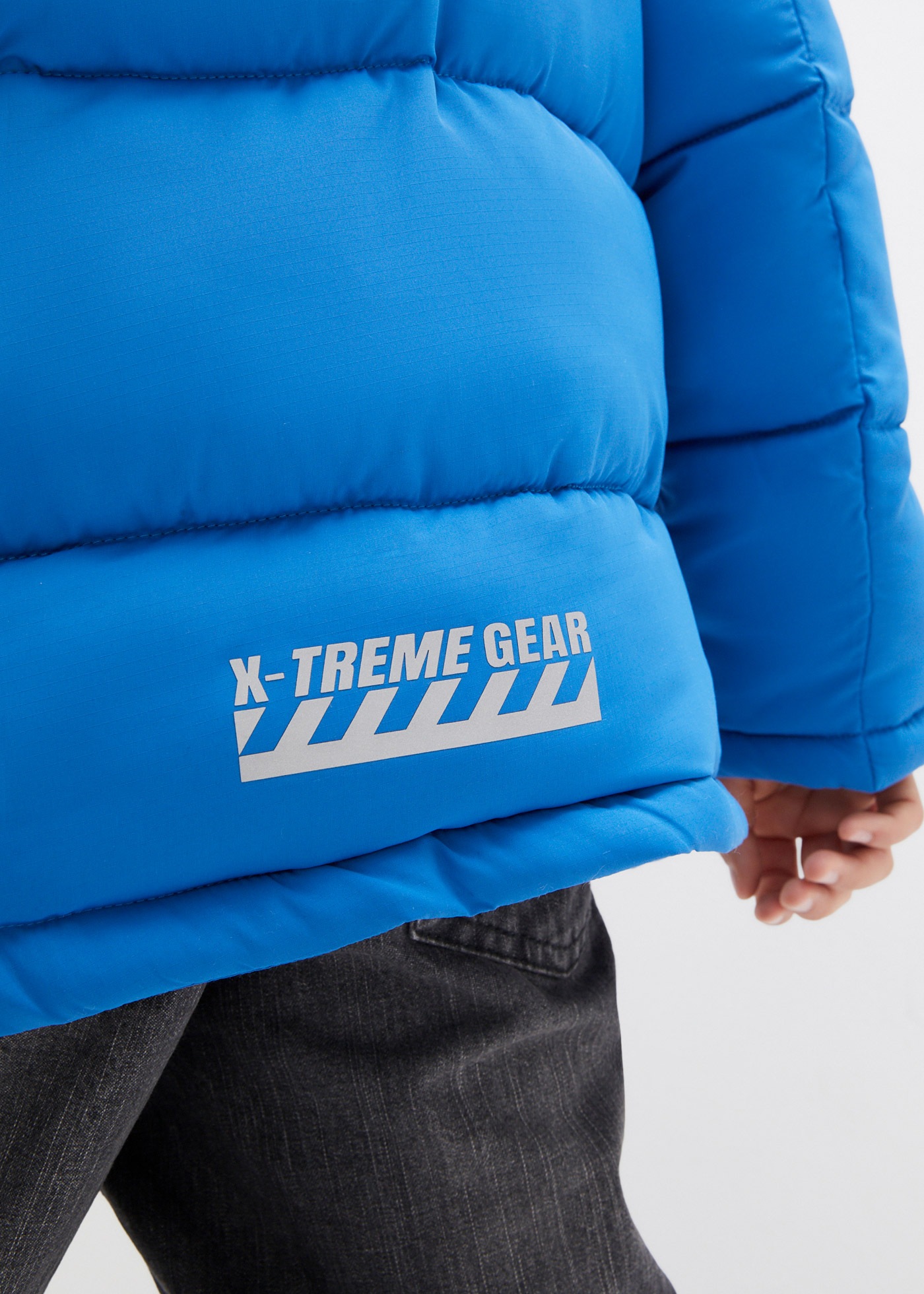 bonprix Steppjacke mit Kapuze mit Kapuze und Fleece, normale Passform, mit reflektierenden Details