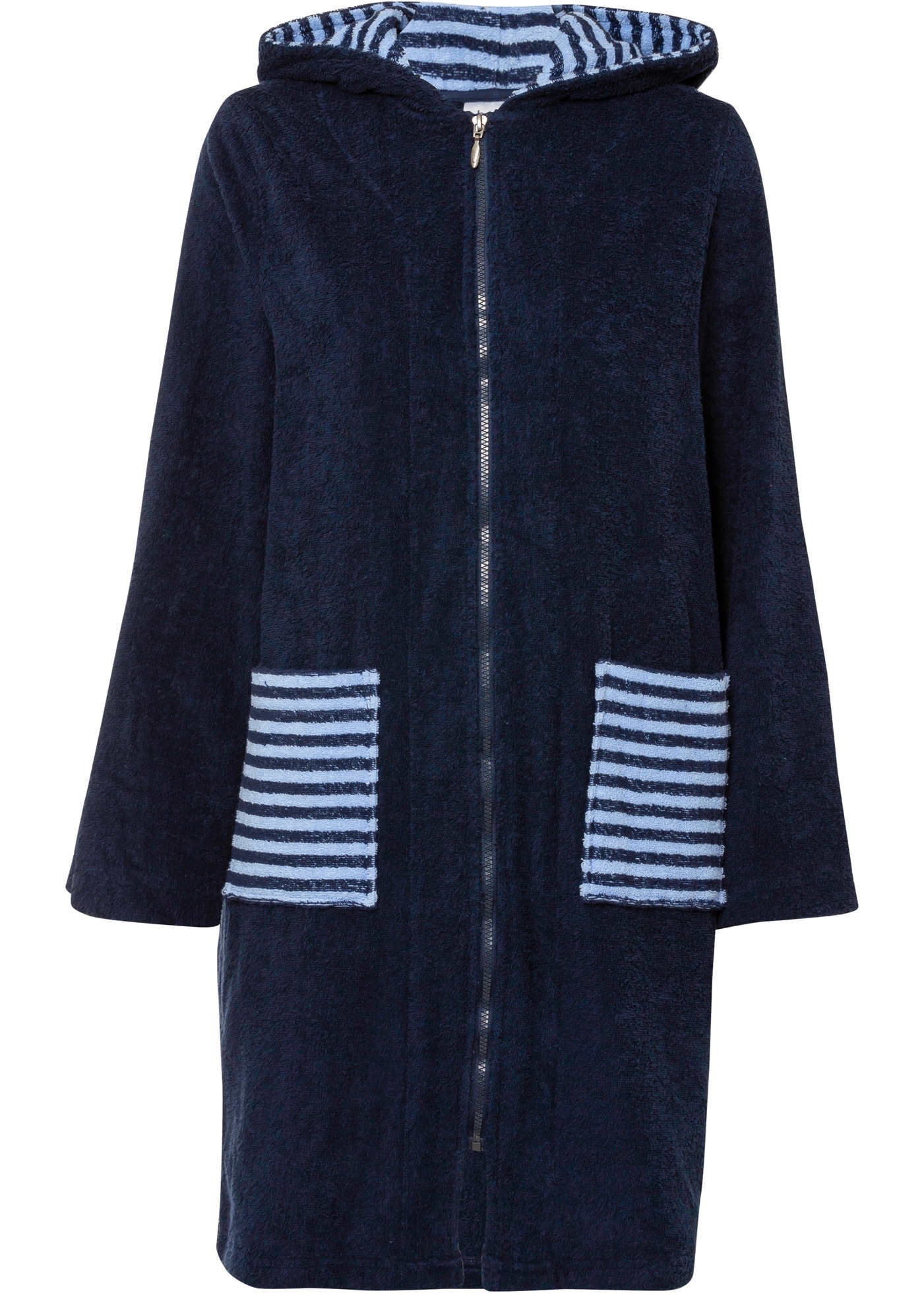bonprix Bademantel »Frottee Bademantel aus Bio-Baumwolle mit Reißverschluss« Frottee aus Baumwolle, mit Reißverschluss, knielang