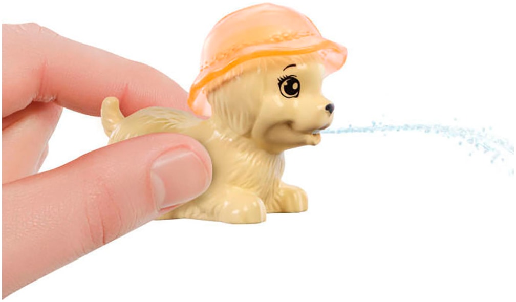 Barbie Anziehpuppe »Barbie Hündchen Pooplparty aloha blond«, Hundeschnorchelbrille mit Farbwechsel