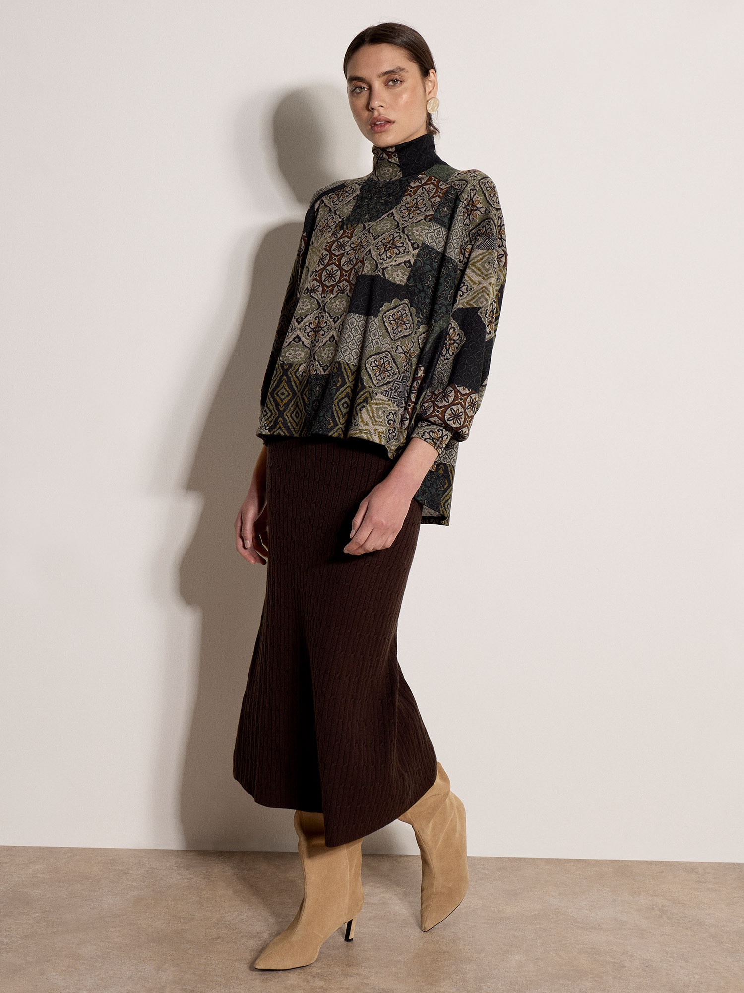 Apricot Strickpullover »Rollkragenpullover« im Patchwork-Tapisserie-Design