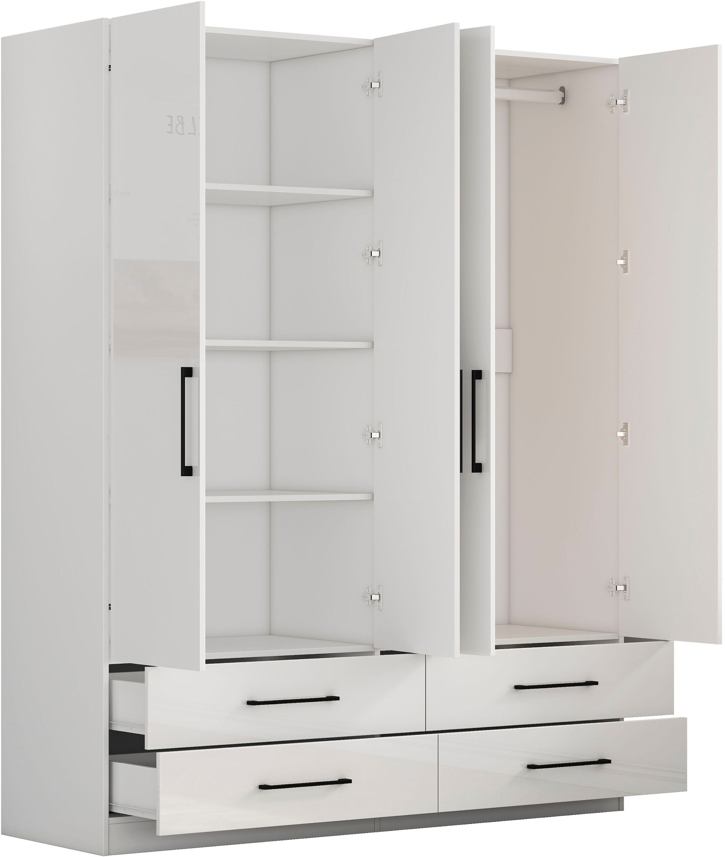 OTTO home Kleiderschrank »Sylt Schlafzimmerschrank Bestseller mit hochglänzenden Fronten«, (Drehtürenschrank mit 4 Schubladen und 4 Türen), Schrank in Breite 160 mit viel Stauraum