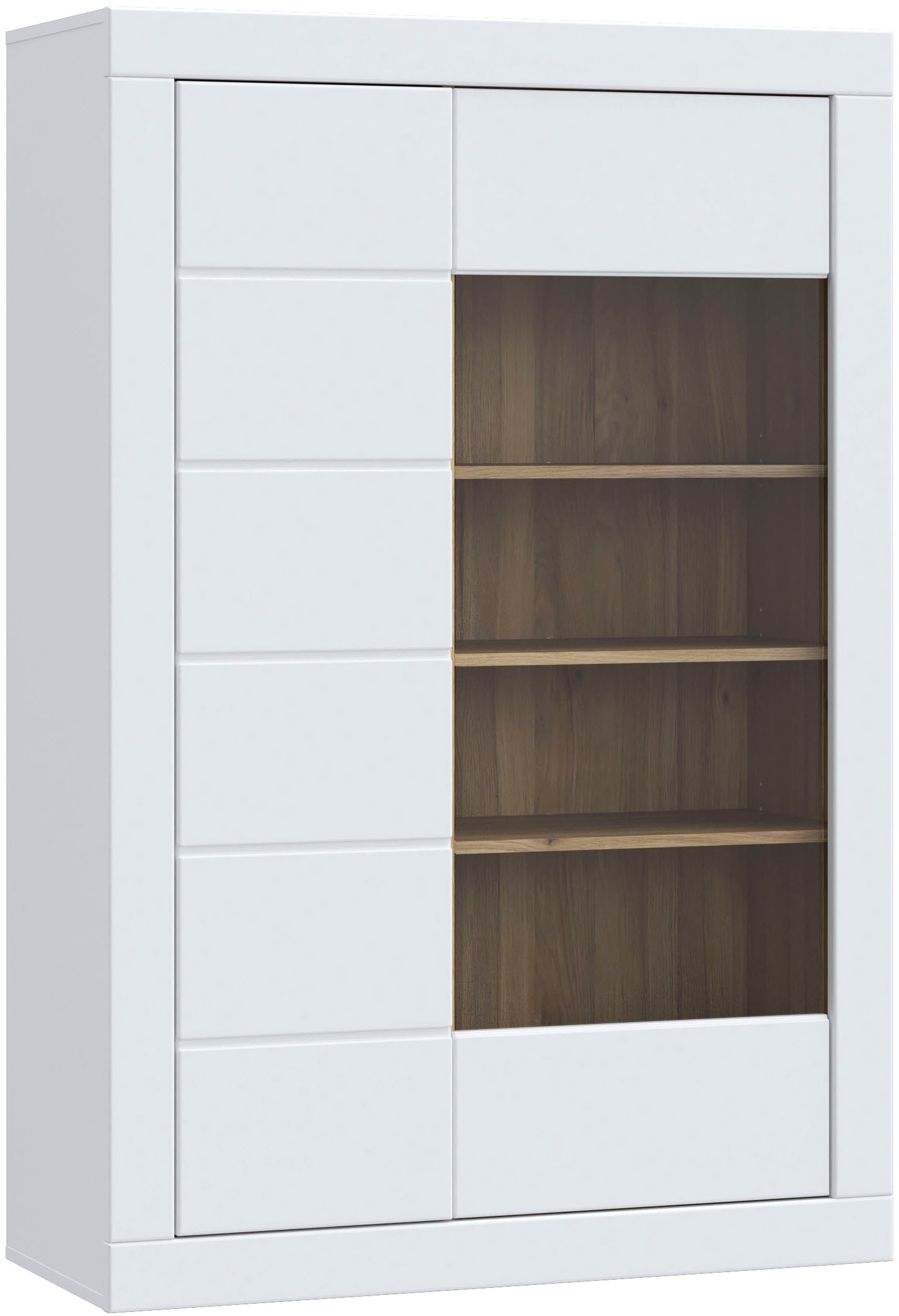 FORTE Vitrine »Lefkadas«, (BxH=101x151,2 cm), Highboard, grifflose Front, breite Rahmenoptik, Tür mit Glaseinsatz
