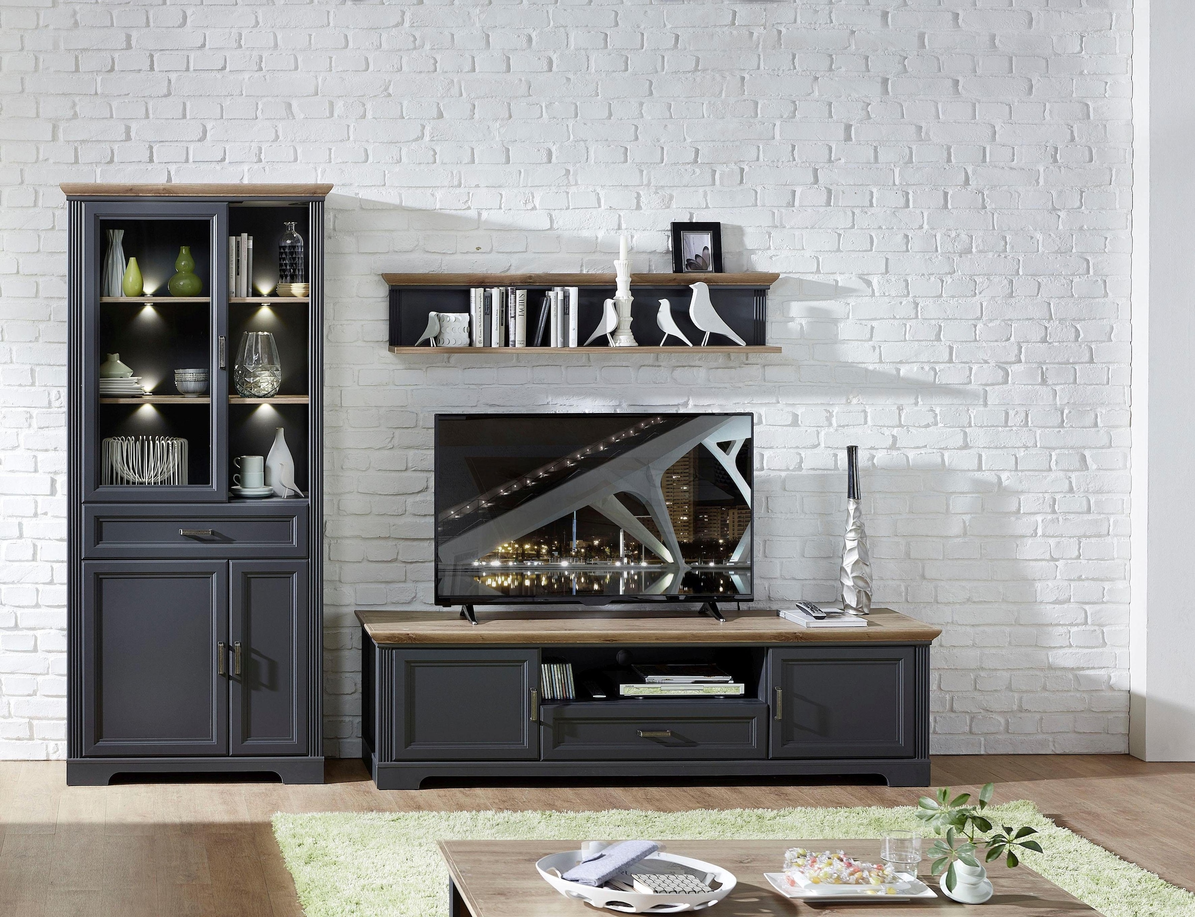 Innostyle Wohnwand "Jasmin" Set, 3 Stk. tlg. inkl. LED-Beleuchtung, mit Sof günstig online kaufen