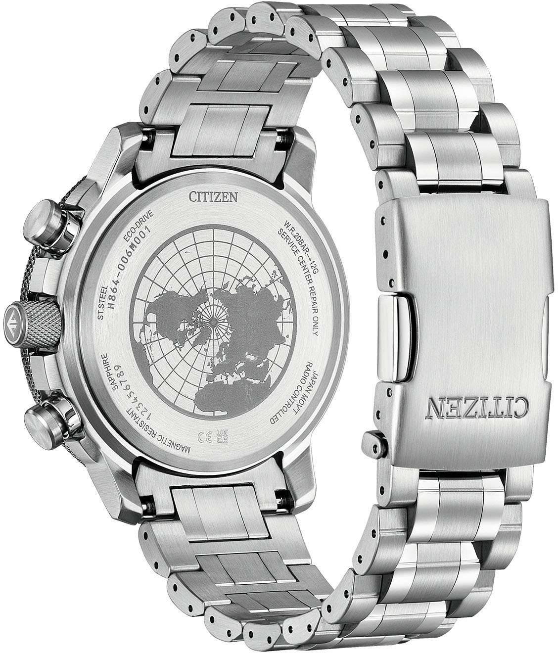 Citizen Funk-Multifunktionsuhr »Promaster Geo Trekker«, Armbanduhr, Solar, Herrenuhr, Edelstahlarmband, Datum, 2. Zeitzone