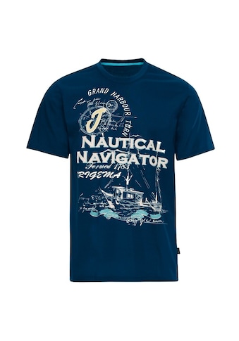 T-Shirt »TRIGEMA T-Shirt mit großem Printmotiv "Nautical Navigator"«, (1 tlg.)