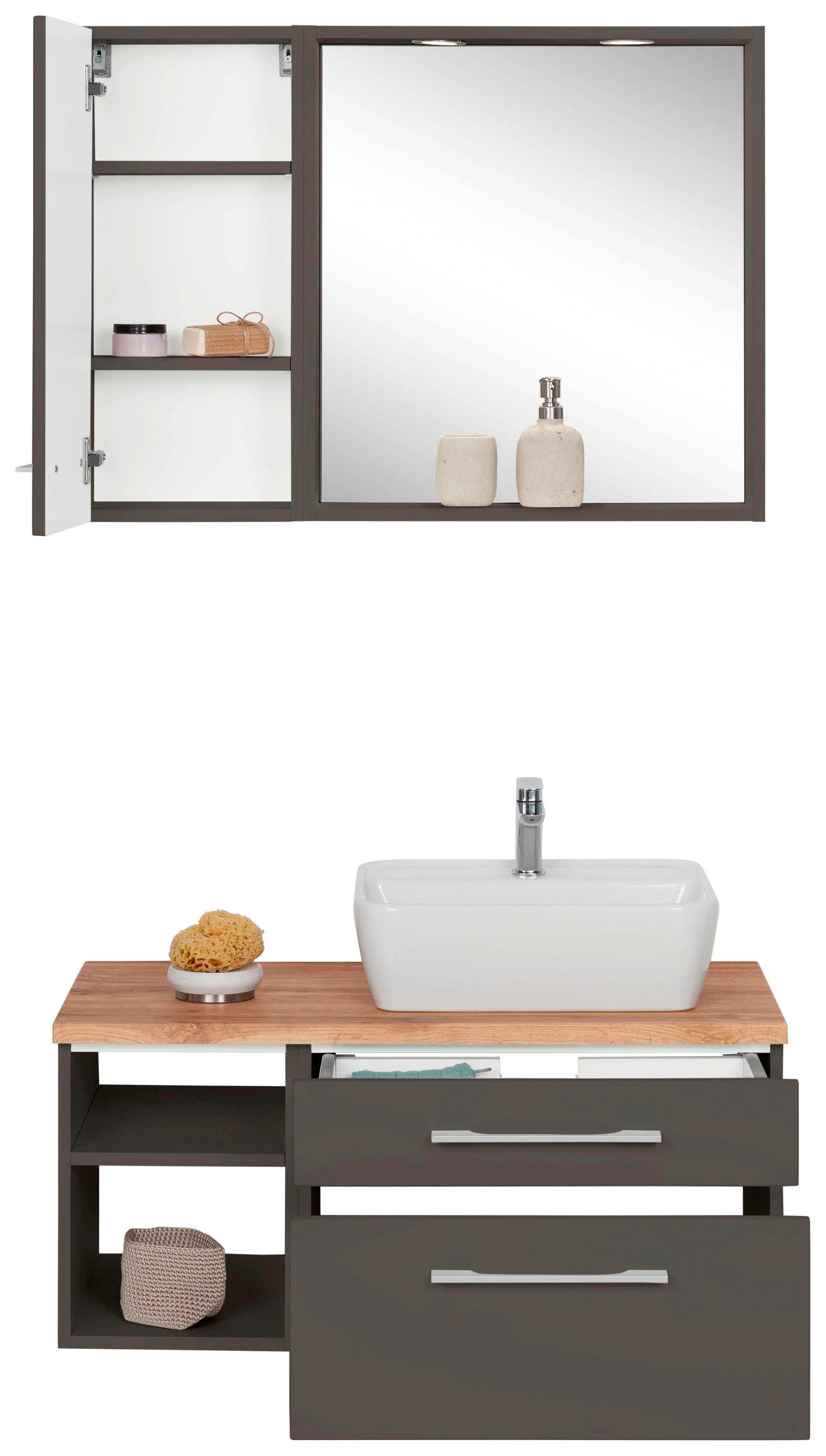 welltime Badmöbel-Set "Davos" 3 Stk. tlg. Waschplatz, Hängeschrank und Bad- günstig online kaufen