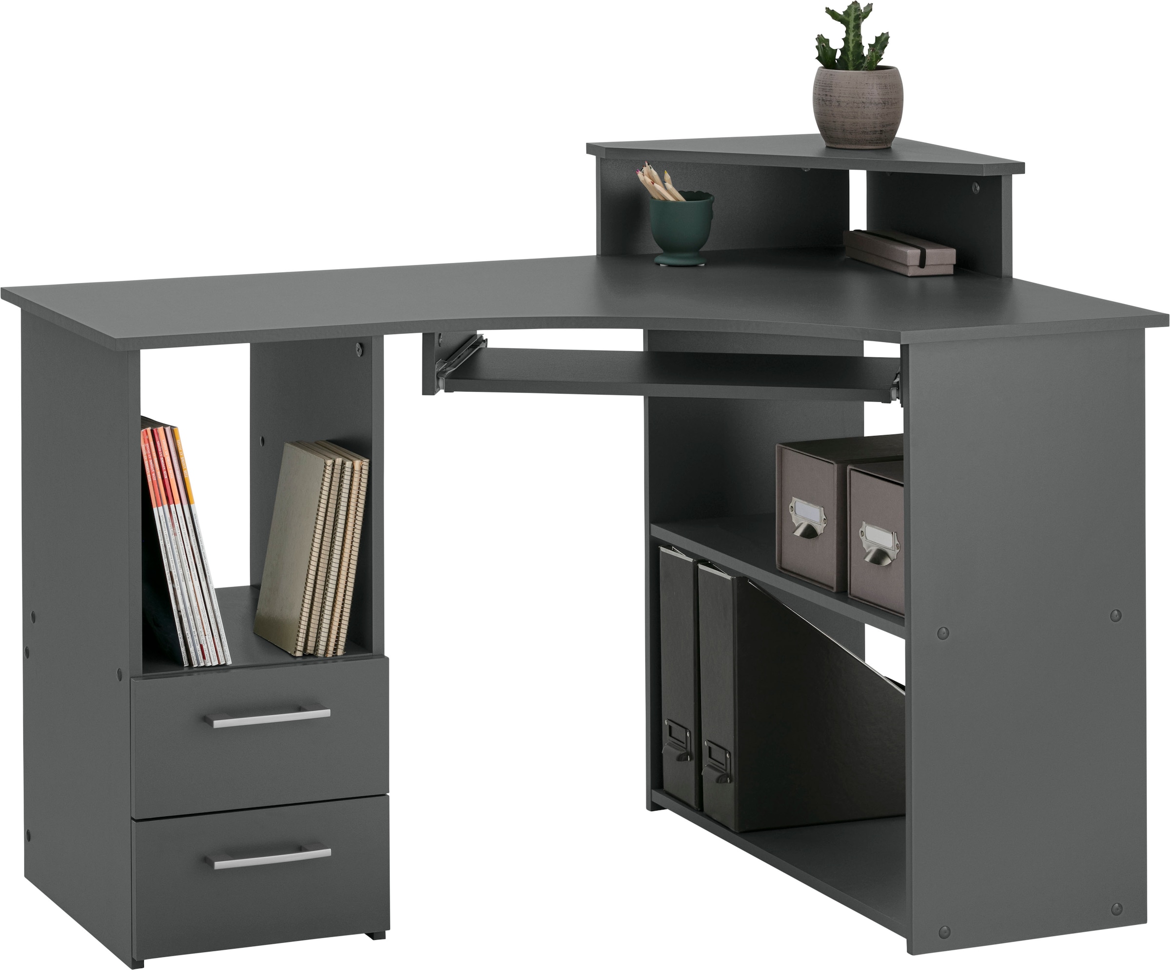 VOGL Möbelfabrik Schreibtisch "Sam", Eckschreibtisch, Tastaturauszug, Monit günstig online kaufen