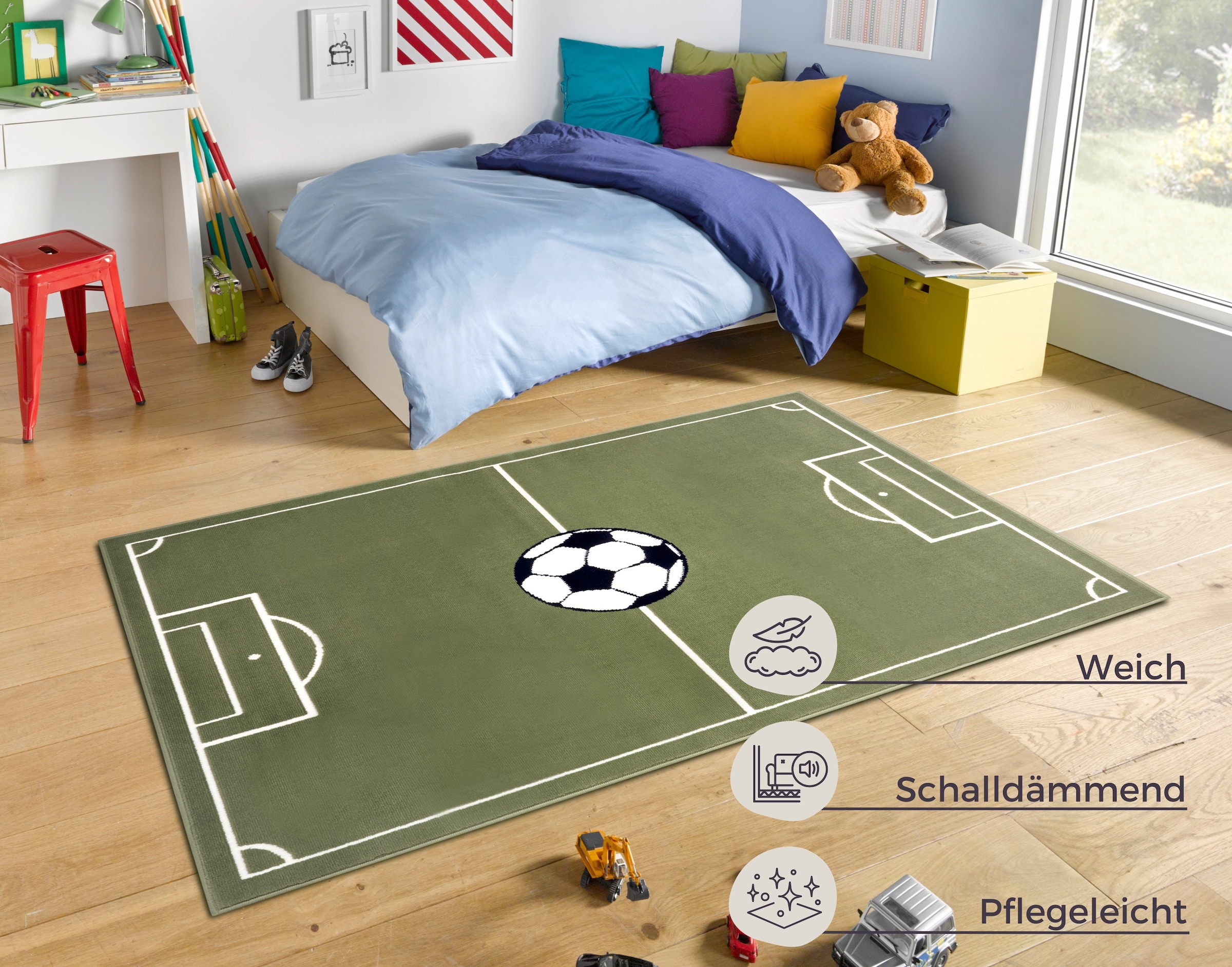 HANSE Home Teppich »Estadio«, rechteckig, 8 mm Höhe, Kinderteppich, Spielteppich, Spielunterlage, Fußball, Kinderzimmer