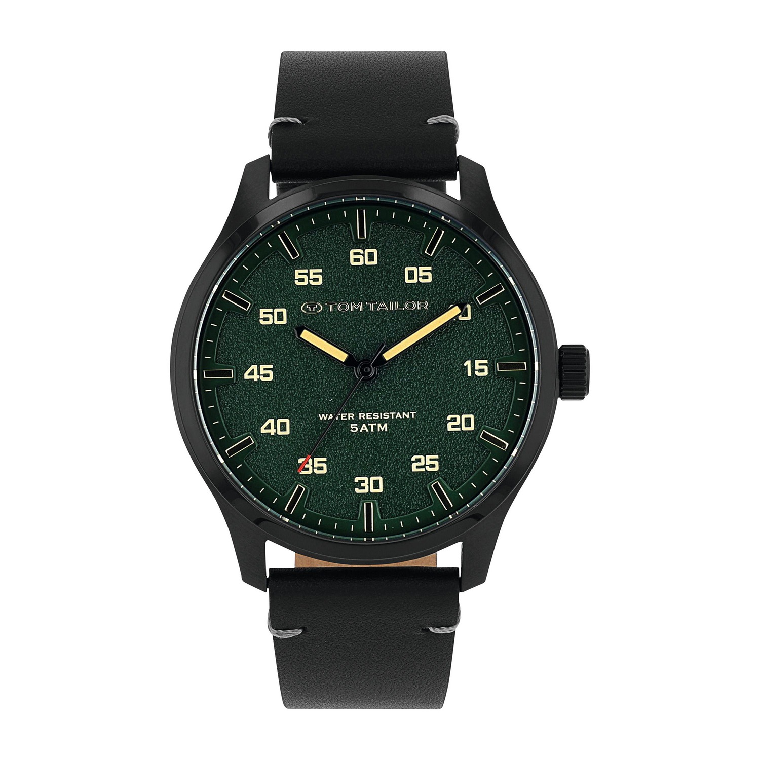 Quarzuhr TOM TAILOR, schwarz, Armbanduhren, Herren, Quarzuhr, Armbanduhr, Herrenuhr, Lederarmband, analog