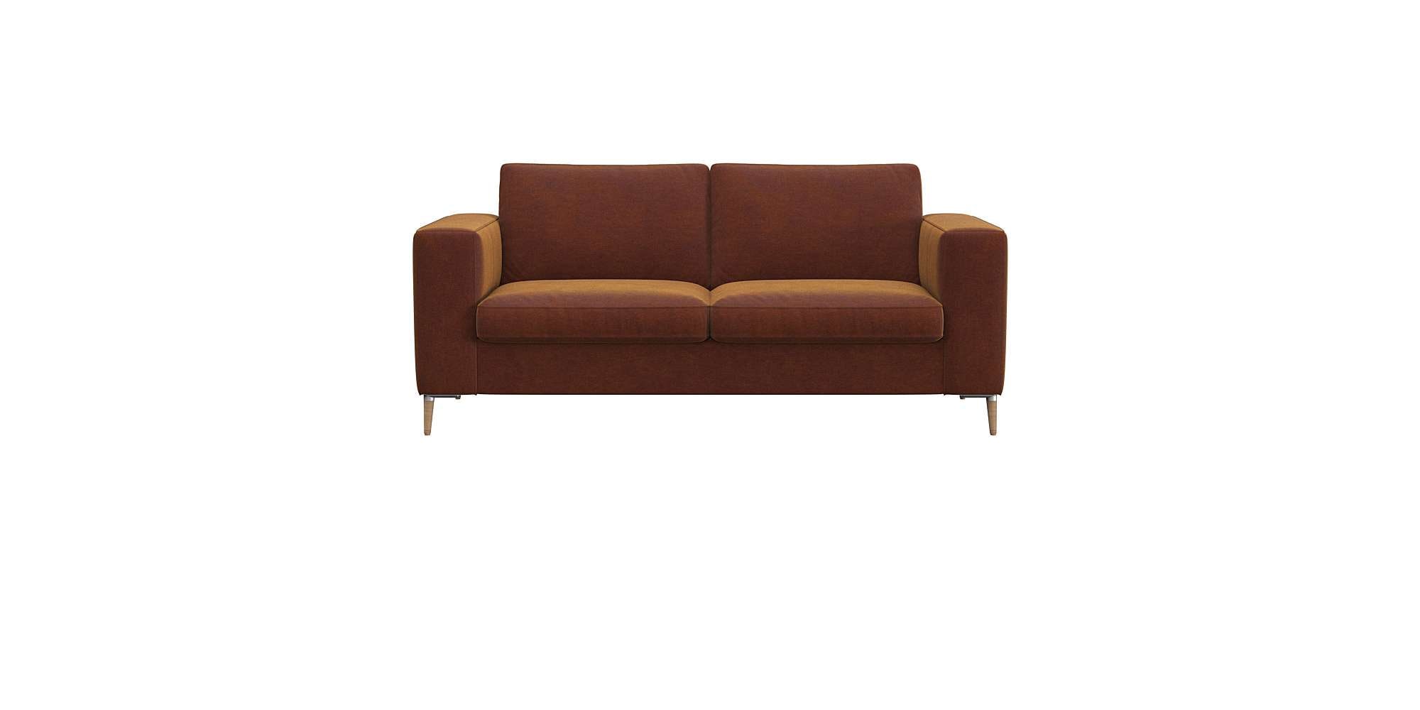 FLEXLUX 2-Sitzer "Fiore Designsofa, bequem und komfortabel durch hochwertigen Sitzaufbau" breite Armlehnen, Kaltschaum, Füße Alu+ Eiche