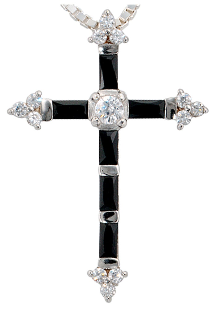 JOBO Kreuzanhänger »Anhänger Kreuz«, 925 Silber mit Zirkonia