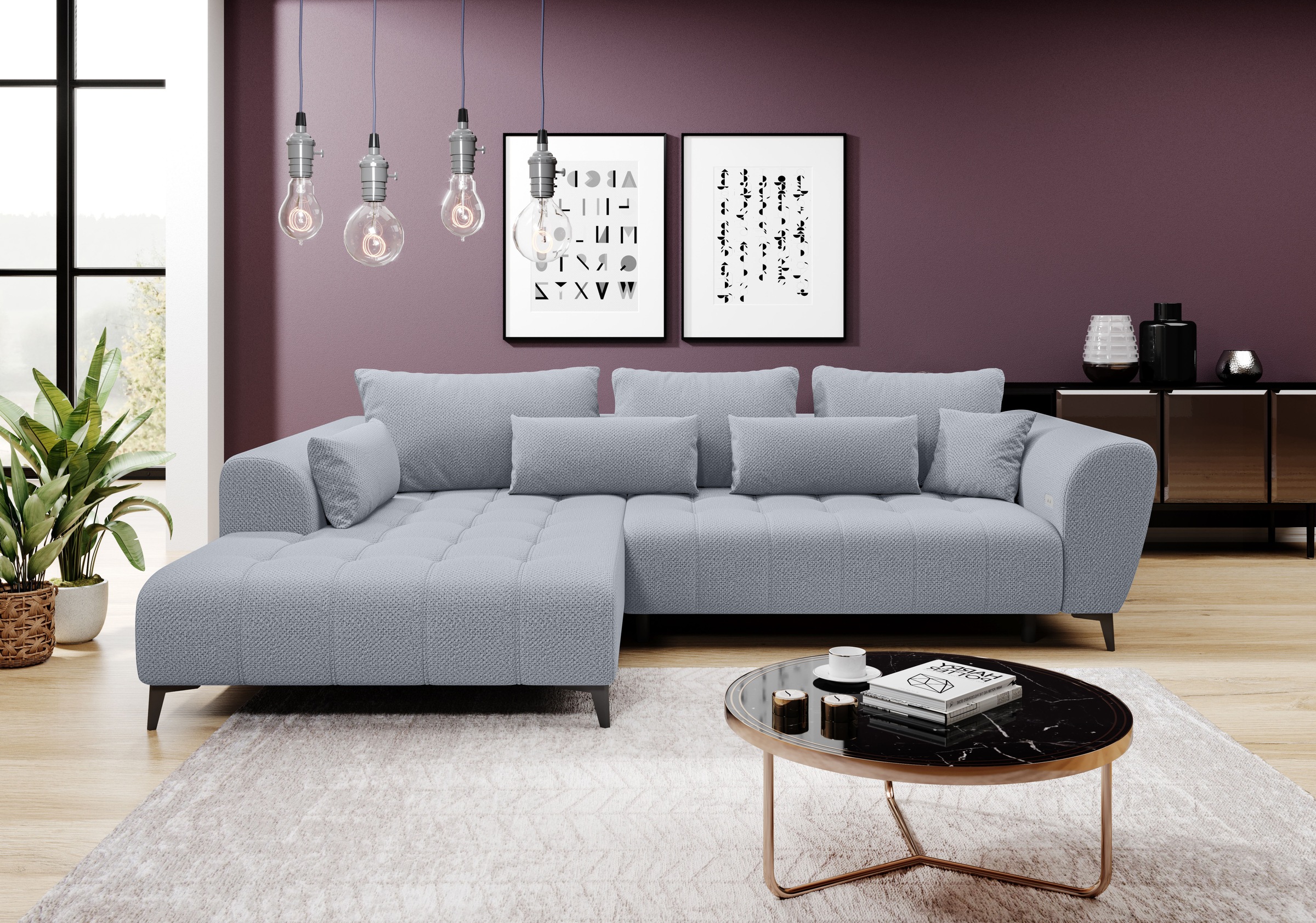 WERK2 Ecksofa »Memo Garay«, Luxus in Übergröße: XXL-Liegefläche, Komfort-Ottomane & stilvolle Füße