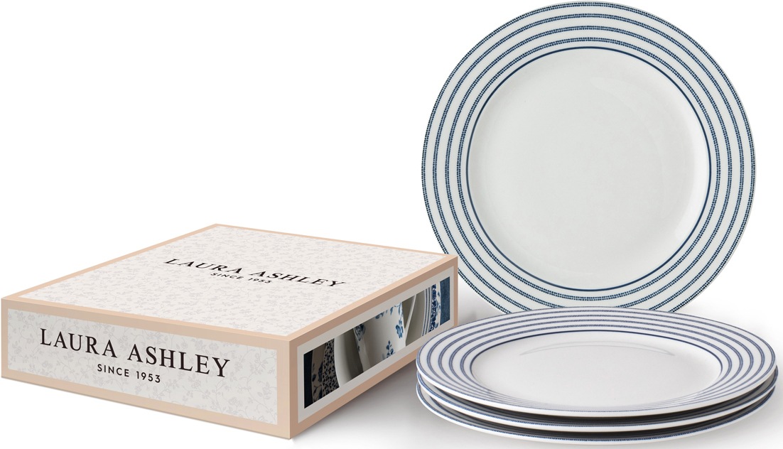 LAURA ASHLEY BLUEPRINT COLLECTABLES Frühstücksteller »Candy Stripe«, (Set, 4 St., 4 Teller), Porzellan, Ø 23 cm