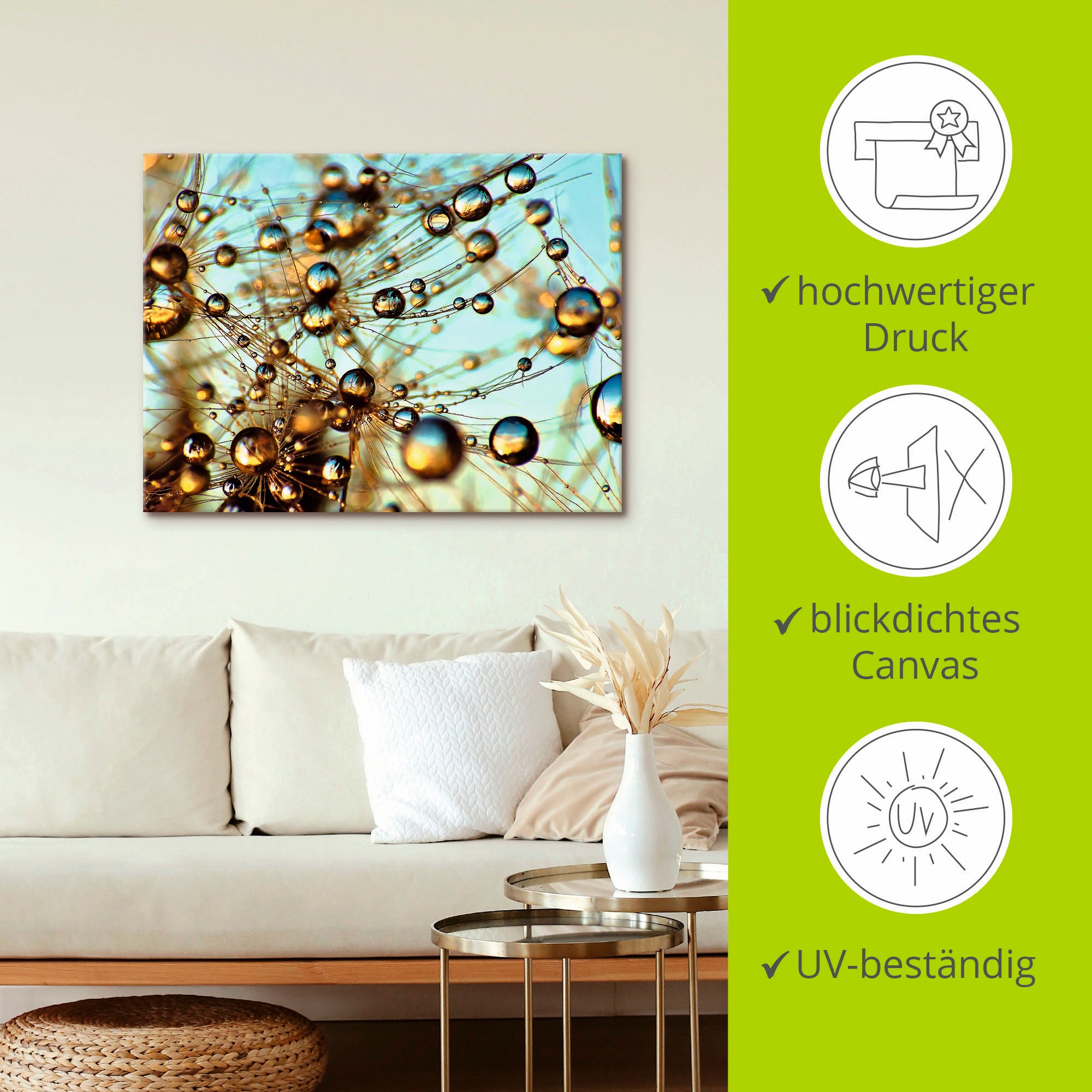 Artland Leinwandbild »Pusteblume tausend Tropfen«, Blumen, (1 St.), auf Keilrahmen gespannt